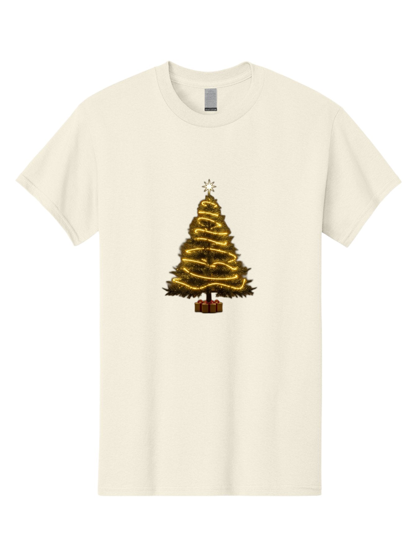 Christmas-Tree-3 Men'S Graphic Tee, 100% Cotton, Comfortable Casual Summer Wear, Machine Washable, Christmas Tree Decoration, Festive Holiday Lights, Glowing String Lights, Star Topper, Winter Season, Holiday Cheer, Christmas Decoration, Bab751 15