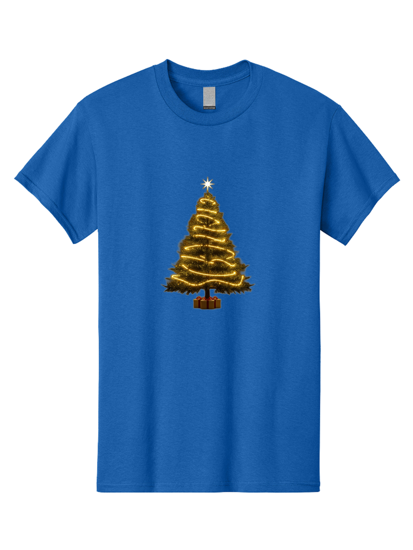Christmas-Tree-3 Men'S Graphic Tee, 100% Cotton, Comfortable Casual Summer Wear, Machine Washable, Christmas Tree Decoration, Festive Holiday Lights, Glowing String Lights, Star Topper, Winter Season, Holiday Cheer, Christmas Decoration, Bab751 12