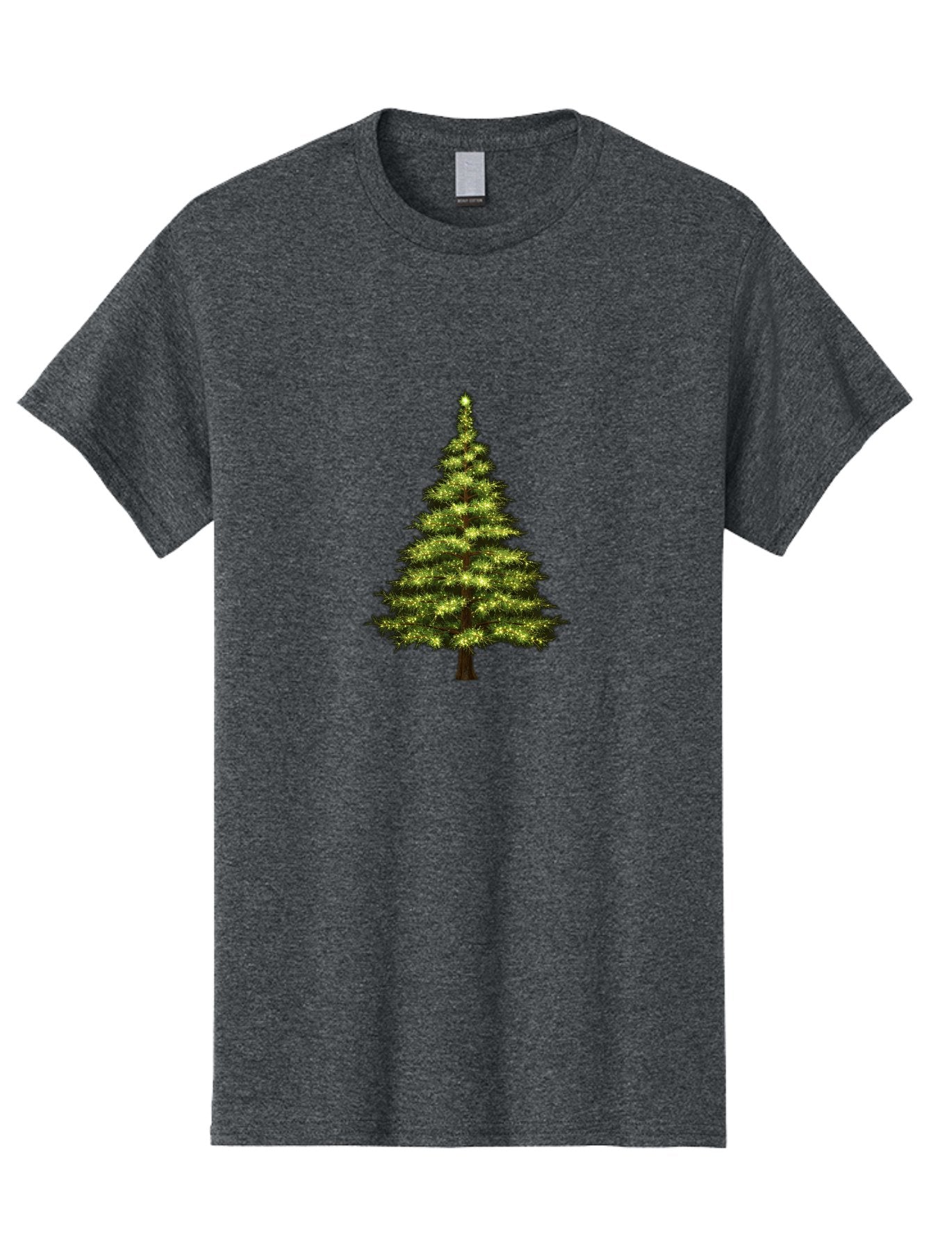 Christmas-Tree-4 Men'S Graphic Tee, 100% Cotton, Comfortable Casual Summer Wear, Machine Washable, Christmas Tree, Christmas Lights, Festive Decoration, Holiday Season, Winter Wonderland, Christmas Magic, Twinkling Lights, Evergreen Tree, Bab752 5