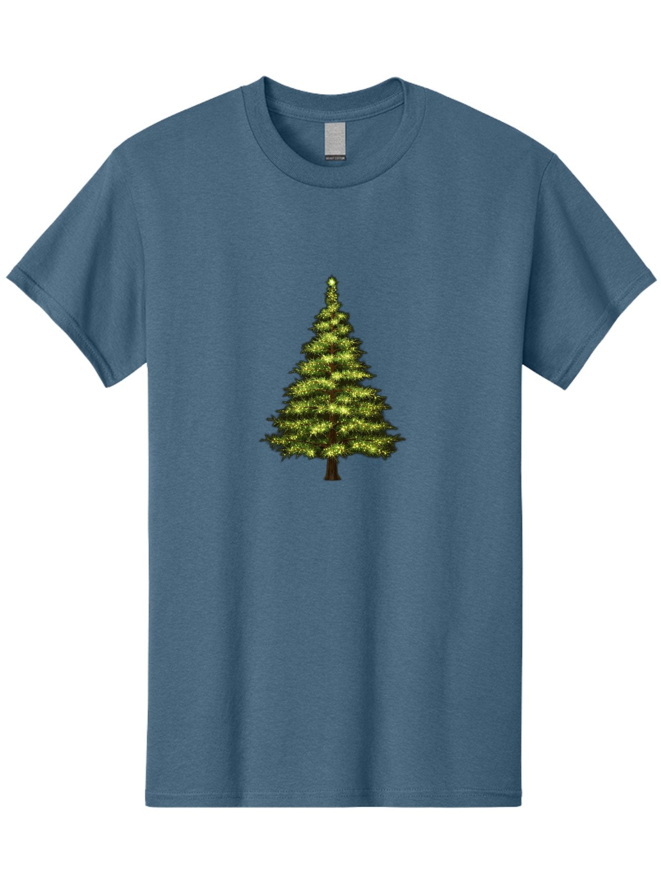 Christmas-Tree-4 Men'S Graphic Tee, 100% Cotton, Comfortable Casual Summer Wear, Machine Washable, Christmas Tree, Christmas Lights, Festive Decoration, Holiday Season, Winter Wonderland, Christmas Magic, Twinkling Lights, Evergreen Tree, Bab752