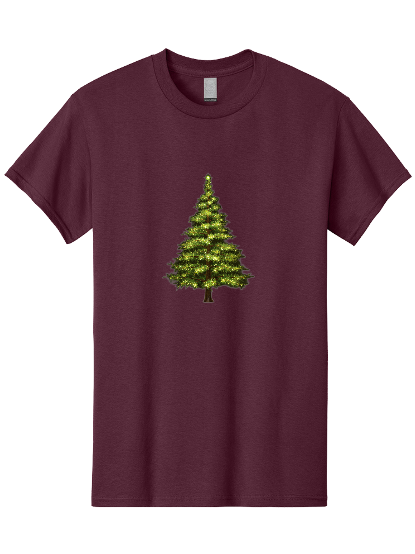 Christmas-Tree-4 Men'S Graphic Tee, 100% Cotton, Comfortable Casual Summer Wear, Machine Washable, Christmas Tree, Christmas Lights, Festive Decoration, Holiday Season, Winter Wonderland, Christmas Magic, Twinkling Lights, Evergreen Tree, Bab752