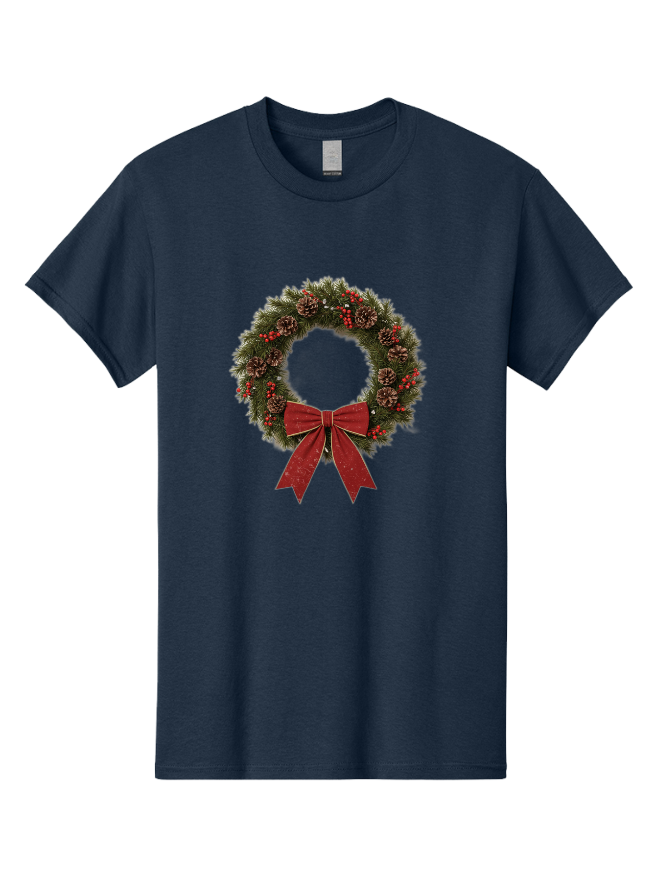 Christmas-Wreath-1 Men'S Graphic Tee, 100% Cotton, Comfortable Casual Summer Wear, Machine Washable, Christmas Wreath, Festive Decoration, Red Bow, Pinecones, Holly Berries, Evergreen Branches, Holiday Decor, Winter Wonderland, Seasonal Decor Bab754 6