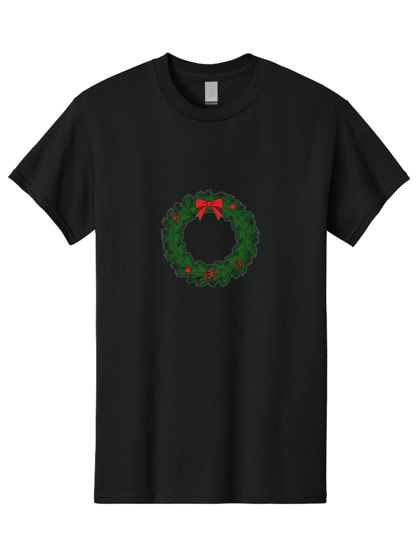 Christmas-Wreath Men'S Graphic Tee, 100% Cotton, Comfortable Casual Summer Wear, Machine Washable, Christmas Wreath, Evergreen Branches, Red Bow, Pinecones, Red Ornaments, Festive Decoration, Holiday Decor, Seasonal Design, Christmas Theme Bab759 11