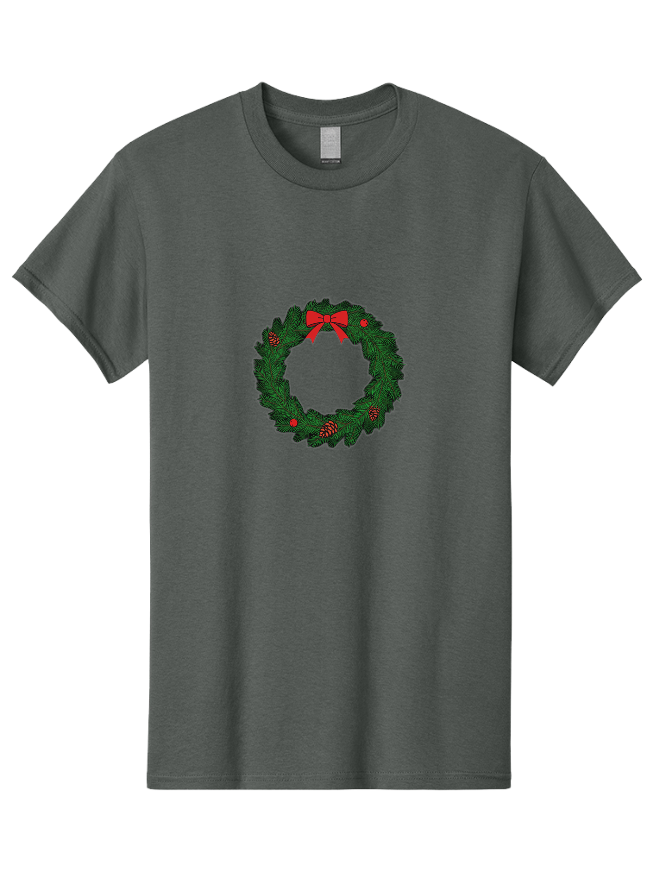 Christmas-Wreath Men'S Graphic Tee, 100% Cotton, Comfortable Casual Summer Wear, Machine Washable, Christmas Wreath, Evergreen Branches, Red Bow, Pinecones, Red Ornaments, Festive Decoration, Holiday Decor, Seasonal Design, Christmas Theme Bab759 14