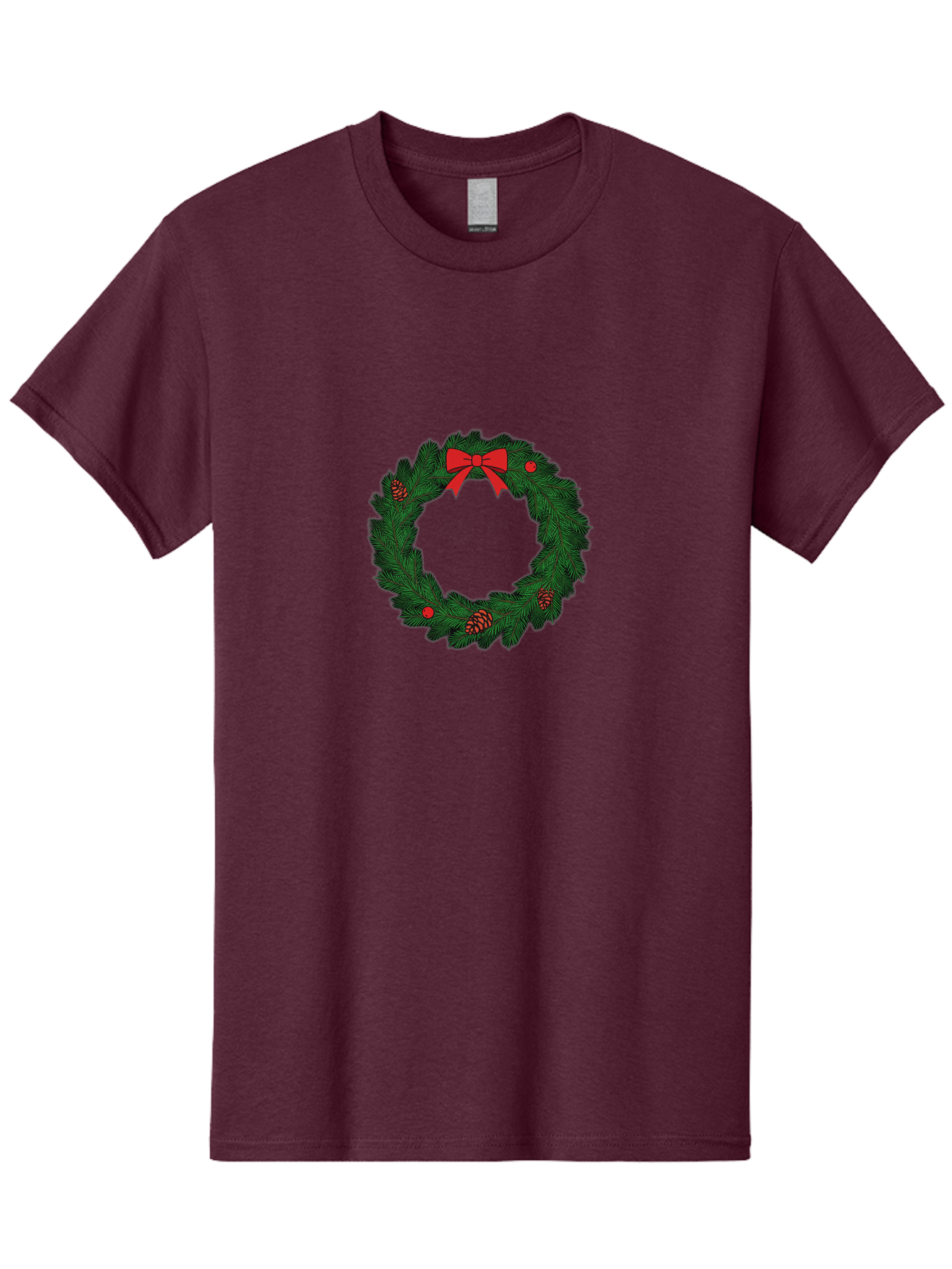 Christmas-Wreath Men'S Graphic Tee, 100% Cotton, Comfortable Casual Summer Wear, Machine Washable, Christmas Wreath, Evergreen Branches, Red Bow, Pinecones, Red Ornaments, Festive Decoration, Holiday Decor, Seasonal Design, Christmas Theme Bab759 7