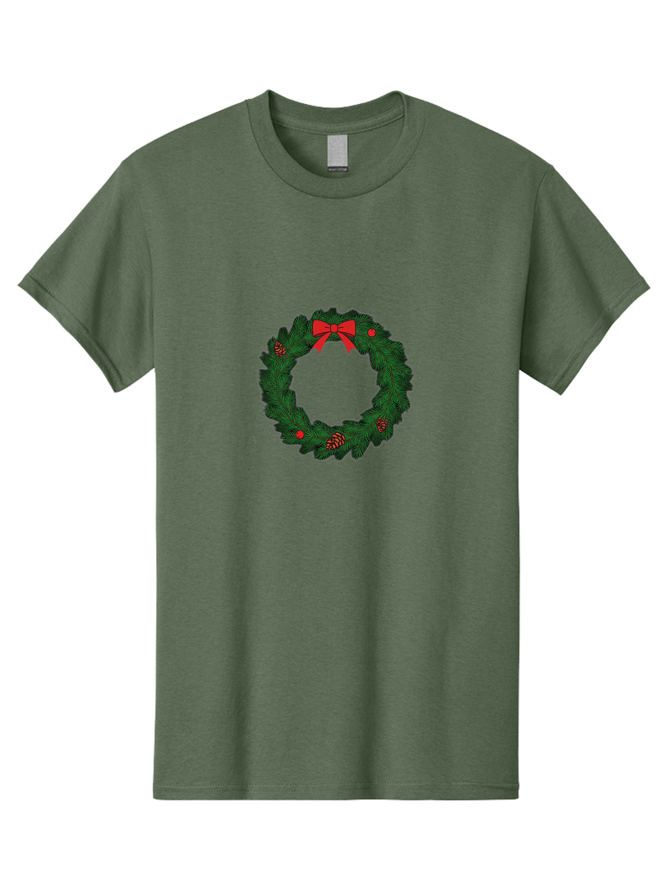 Christmas-Wreath Men'S Graphic Tee, 100% Cotton, Comfortable Casual Summer Wear, Machine Washable, Christmas Wreath, Evergreen Branches, Red Bow, Pinecones, Red Ornaments, Festive Decoration, Holiday Decor, Seasonal Design, Christmas Theme Bab759 10