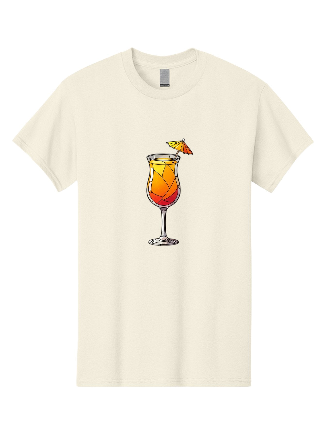 Cocktail-1 Men'S Graphic Tee, 100% Cotton, Comfortable Casual Summer Wear, Machine Washable, Tequila Sunrise Cocktail, Layered Drink, Orange And Red Hues, Umbrella Decoration, Stained Glass Effect, Glassware, Refreshing Beverages, Bab761 12