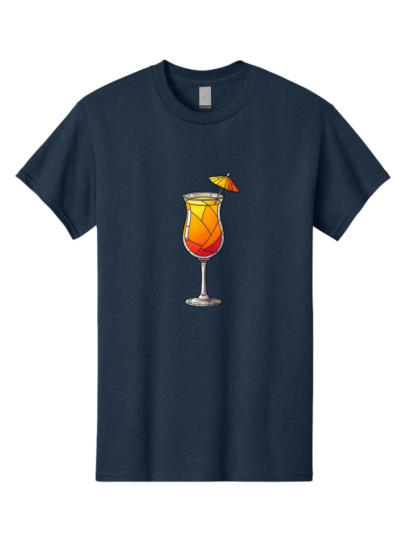 Cocktail-1 Men'S Graphic Tee, 100% Cotton, Comfortable Casual Summer Wear, Machine Washable, Tequila Sunrise Cocktail, Layered Drink, Orange And Red Hues, Umbrella Decoration, Stained Glass Effect, Glassware, Refreshing Beverages, Bab761 9