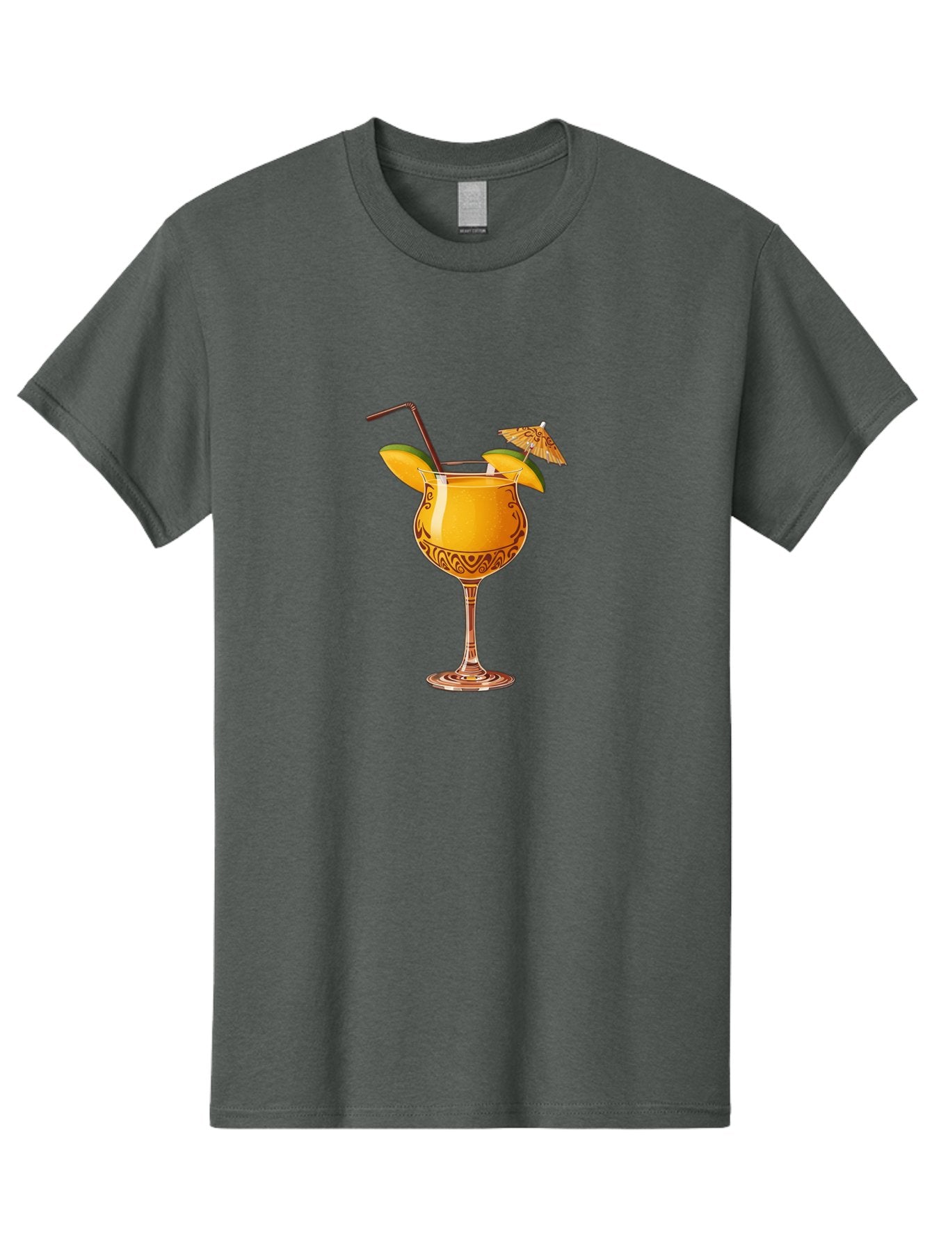 Cocktail-2 Men'S Graphic Tee, 100% Cotton, Comfortable Casual Summer Wear, Machine Washable, Tropical Cocktail, Orange Drink, Elegant Glass, Straw, Paper Umbrella, Exotic Flavors, Summer Fun, Refreshing Drink, Citrus Twist, Party Atmosphere Bab762 14