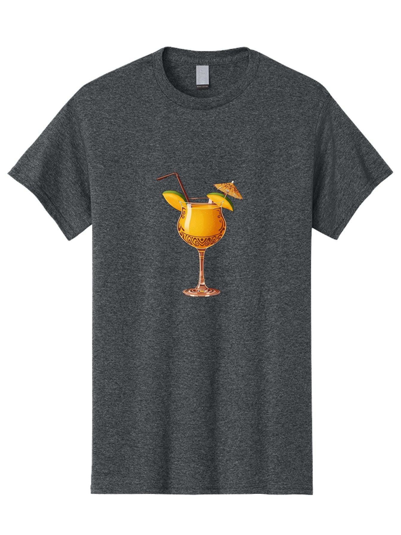 Cocktail-2 Men'S Graphic Tee, 100% Cotton, Comfortable Casual Summer Wear, Machine Washable, Tropical Cocktail, Orange Drink, Elegant Glass, Straw, Paper Umbrella, Exotic Flavors, Summer Fun, Refreshing Drink, Citrus Twist, Party Atmosphere Bab762 3