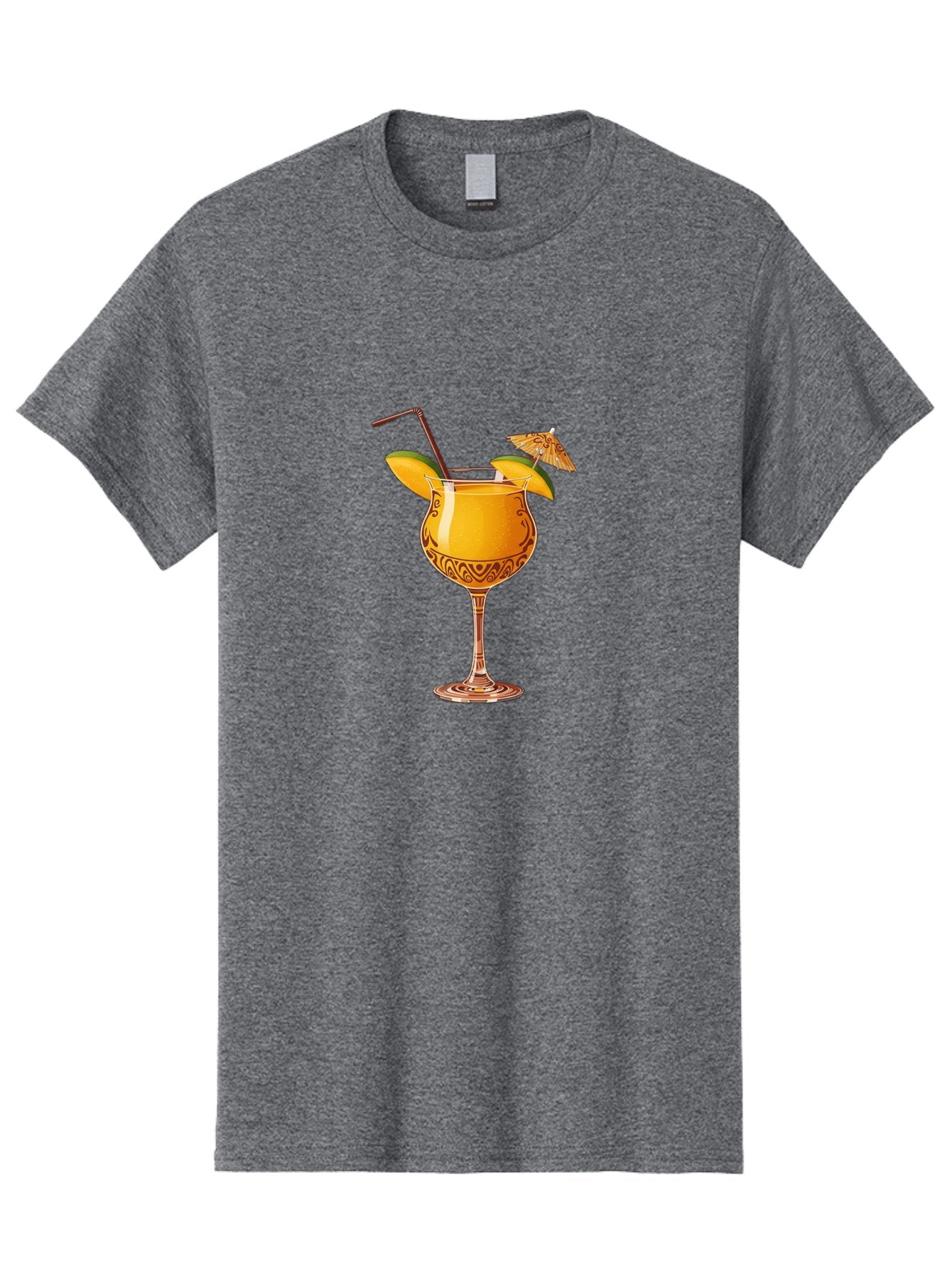 Cocktail-2 Men'S Graphic Tee, 100% Cotton, Comfortable Casual Summer Wear, Machine Washable, Tropical Cocktail, Orange Drink, Elegant Glass, Straw, Paper Umbrella, Exotic Flavors, Summer Fun, Refreshing Drink, Citrus Twist, Party Atmosphere Bab762 12