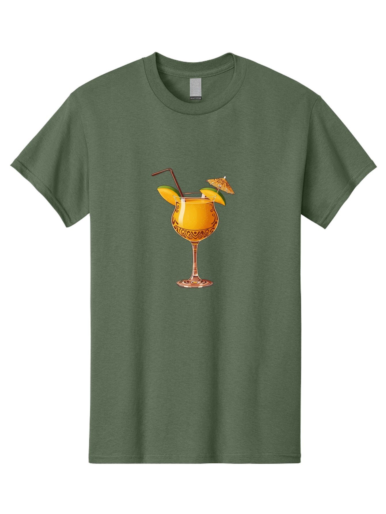 Cocktail-2 Men'S Graphic Tee, 100% Cotton, Comfortable Casual Summer Wear, Machine Washable, Tropical Cocktail, Orange Drink, Elegant Glass, Straw, Paper Umbrella, Exotic Flavors, Summer Fun, Refreshing Drink, Citrus Twist, Party Atmosphere Bab762 6