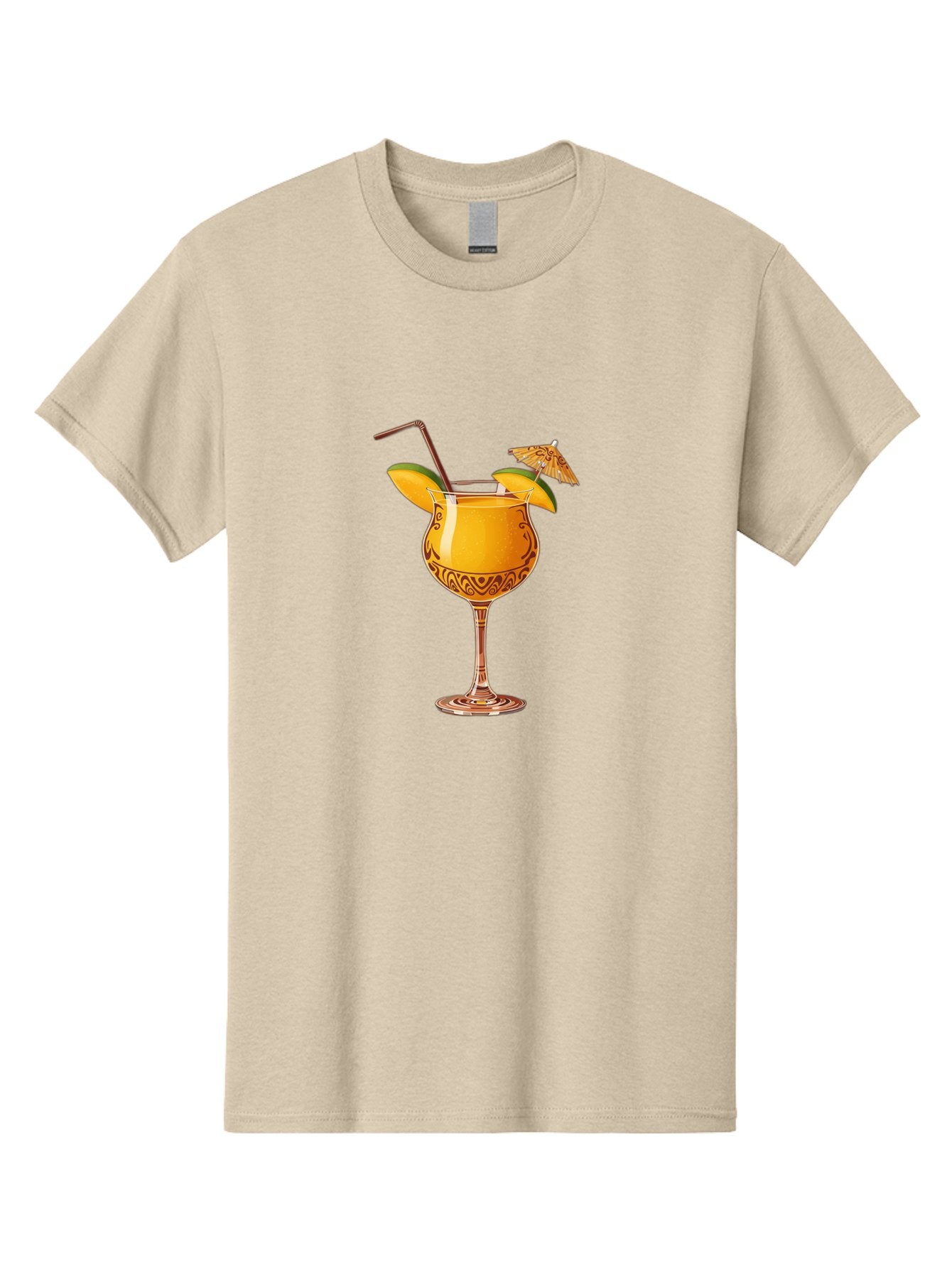 Cocktail-2 Men'S Graphic Tee, 100% Cotton, Comfortable Casual Summer Wear, Machine Washable, Tropical Cocktail, Orange Drink, Elegant Glass, Straw, Paper Umbrella, Exotic Flavors, Summer Fun, Refreshing Drink, Citrus Twist, Party Atmosphere Bab762 8