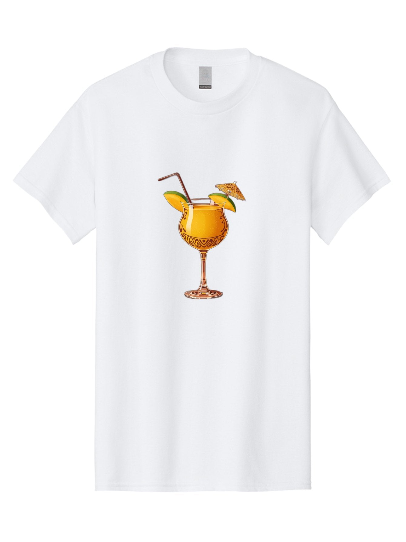 Cocktail-2 Men'S Graphic Tee, 100% Cotton, Comfortable Casual Summer Wear, Machine Washable, Tropical Cocktail, Orange Drink, Elegant Glass, Straw, Paper Umbrella, Exotic Flavors, Summer Fun, Refreshing Drink, Citrus Twist, Party Atmosphere Bab762 10