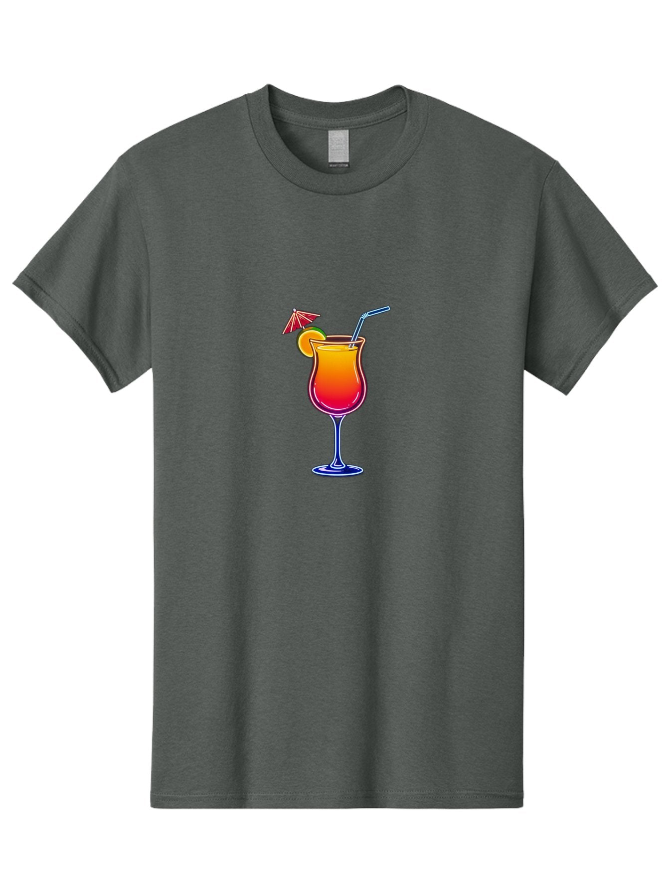 Cocktail-Glass-1 Men'S Graphic Tee, 100% Cotton, Comfortable Casual Summer Wear, Machine Washable, Colorful Cocktail, Gradient Drink, Wine Glass, Orange Slice Garnish, Straw, Umbrella, Vibrant Colors, Refreshing Beverage, Summer Drink, Bab763 14
