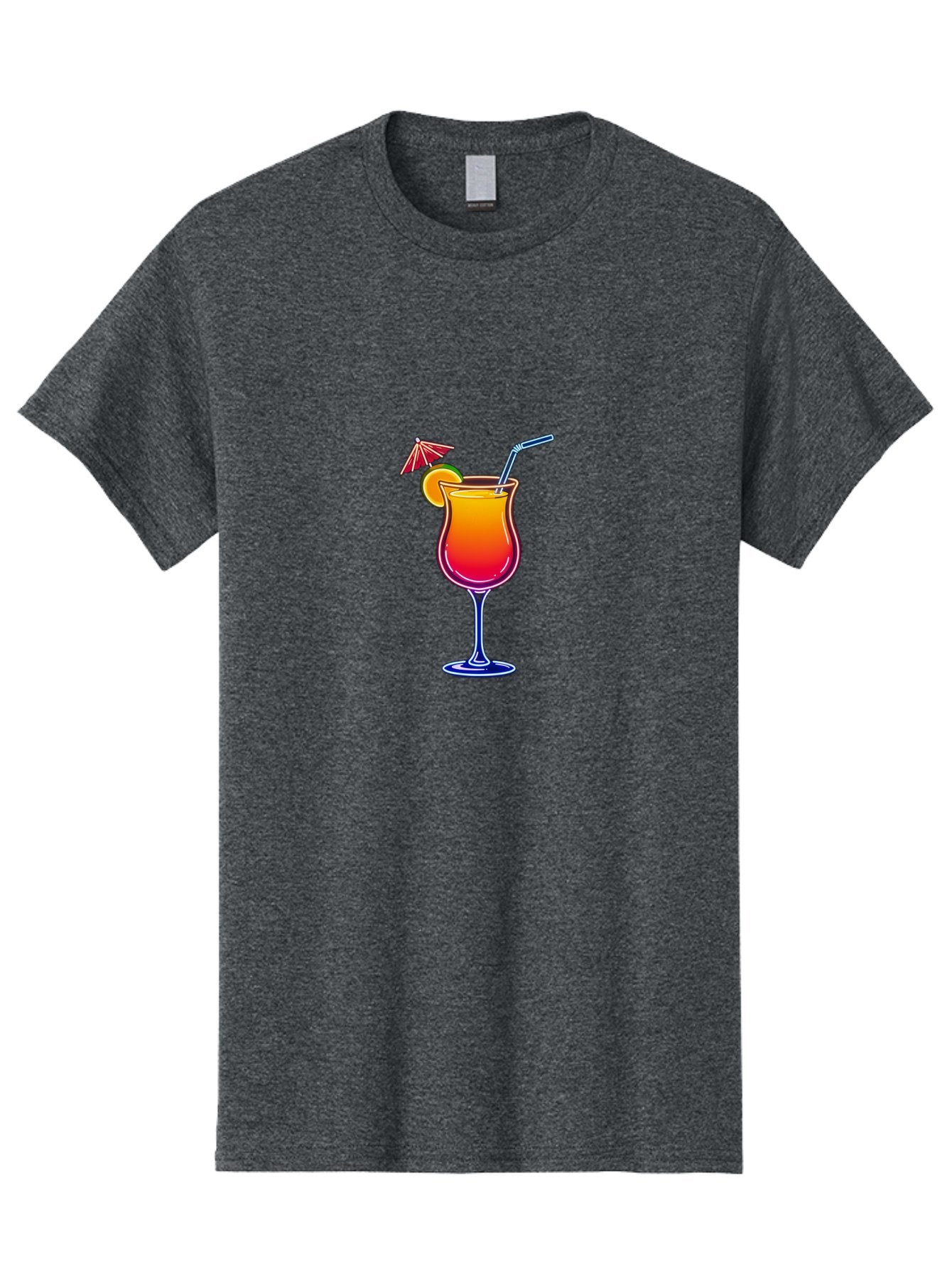 Cocktail-Glass-1 Men'S Graphic Tee, 100% Cotton, Comfortable Casual Summer Wear, Machine Washable, Colorful Cocktail, Gradient Drink, Wine Glass, Orange Slice Garnish, Straw, Umbrella, Vibrant Colors, Refreshing Beverage, Summer Drink, Bab763 15