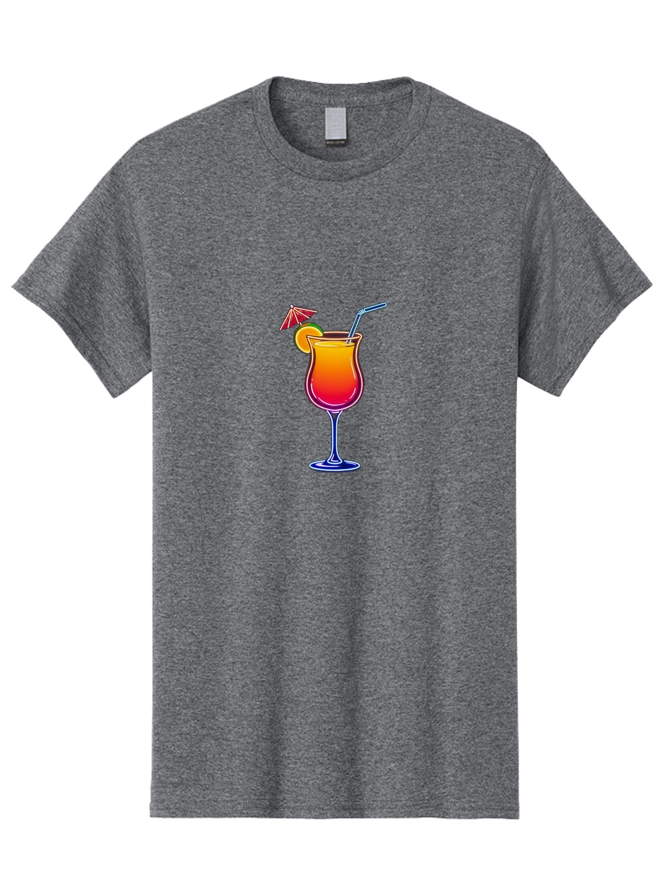 Cocktail-Glass-1 Men'S Graphic Tee, 100% Cotton, Comfortable Casual Summer Wear, Machine Washable, Colorful Cocktail, Gradient Drink, Wine Glass, Orange Slice Garnish, Straw, Umbrella, Vibrant Colors, Refreshing Beverage, Summer Drink, Bab763 5
