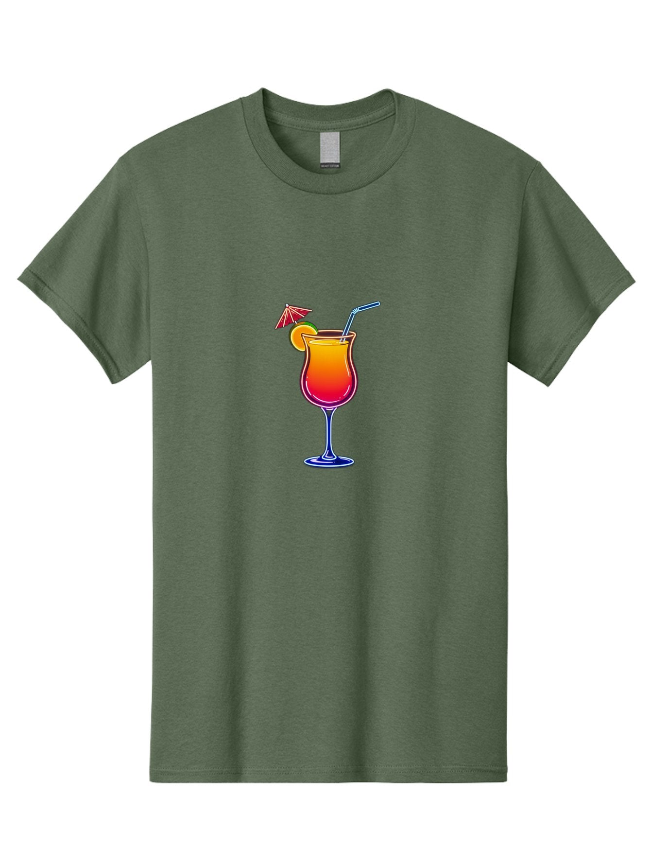 Cocktail-Glass-1 Men'S Graphic Tee, 100% Cotton, Comfortable Casual Summer Wear, Machine Washable, Colorful Cocktail, Gradient Drink, Wine Glass, Orange Slice Garnish, Straw, Umbrella, Vibrant Colors, Refreshing Beverage, Summer Drink, Bab763 13