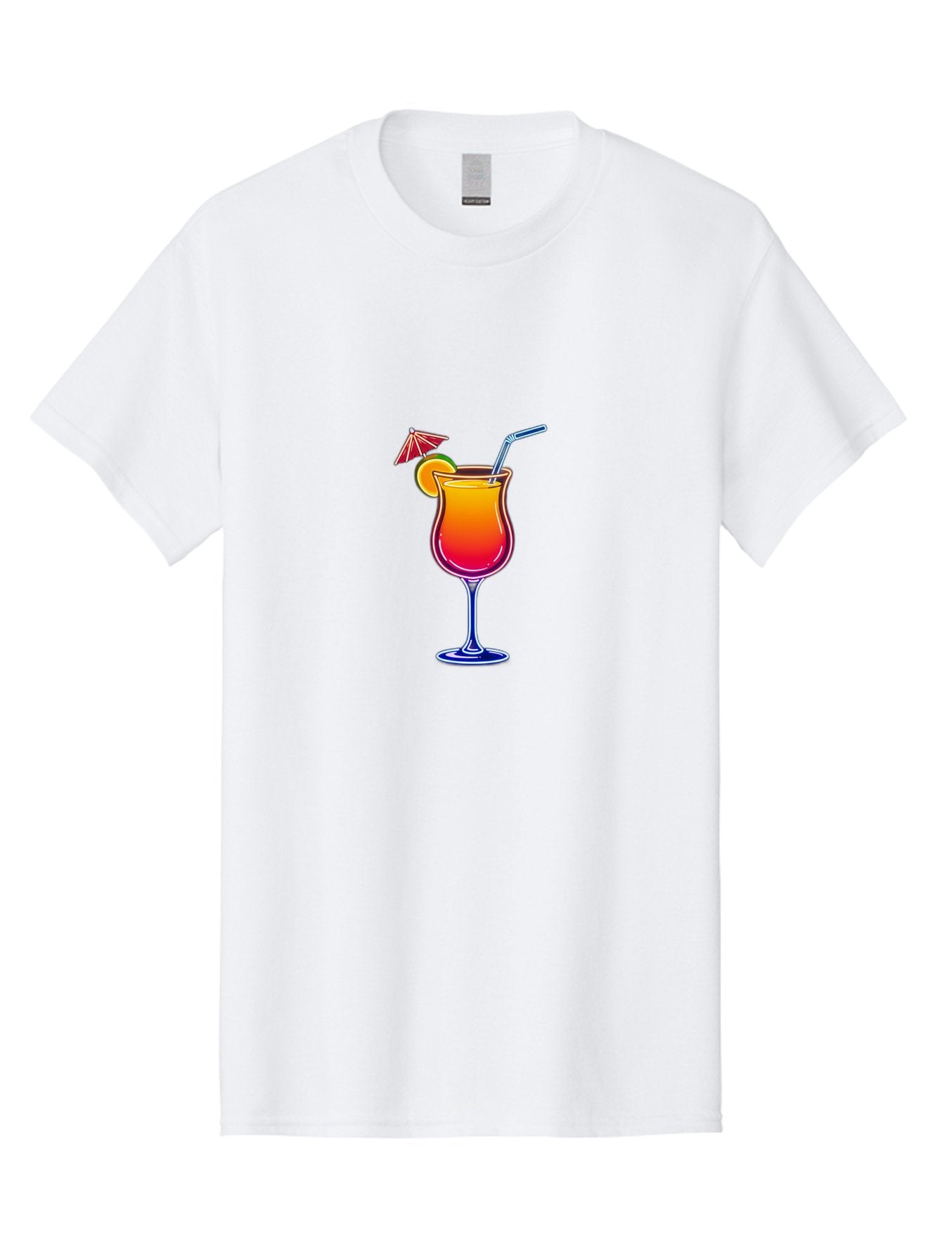 Cocktail-Glass-1 Men'S Graphic Tee, 100% Cotton, Comfortable Casual Summer Wear, Machine Washable, Colorful Cocktail, Gradient Drink, Wine Glass, Orange Slice Garnish, Straw, Umbrella, Vibrant Colors, Refreshing Beverage, Summer Drink, Bab763 12