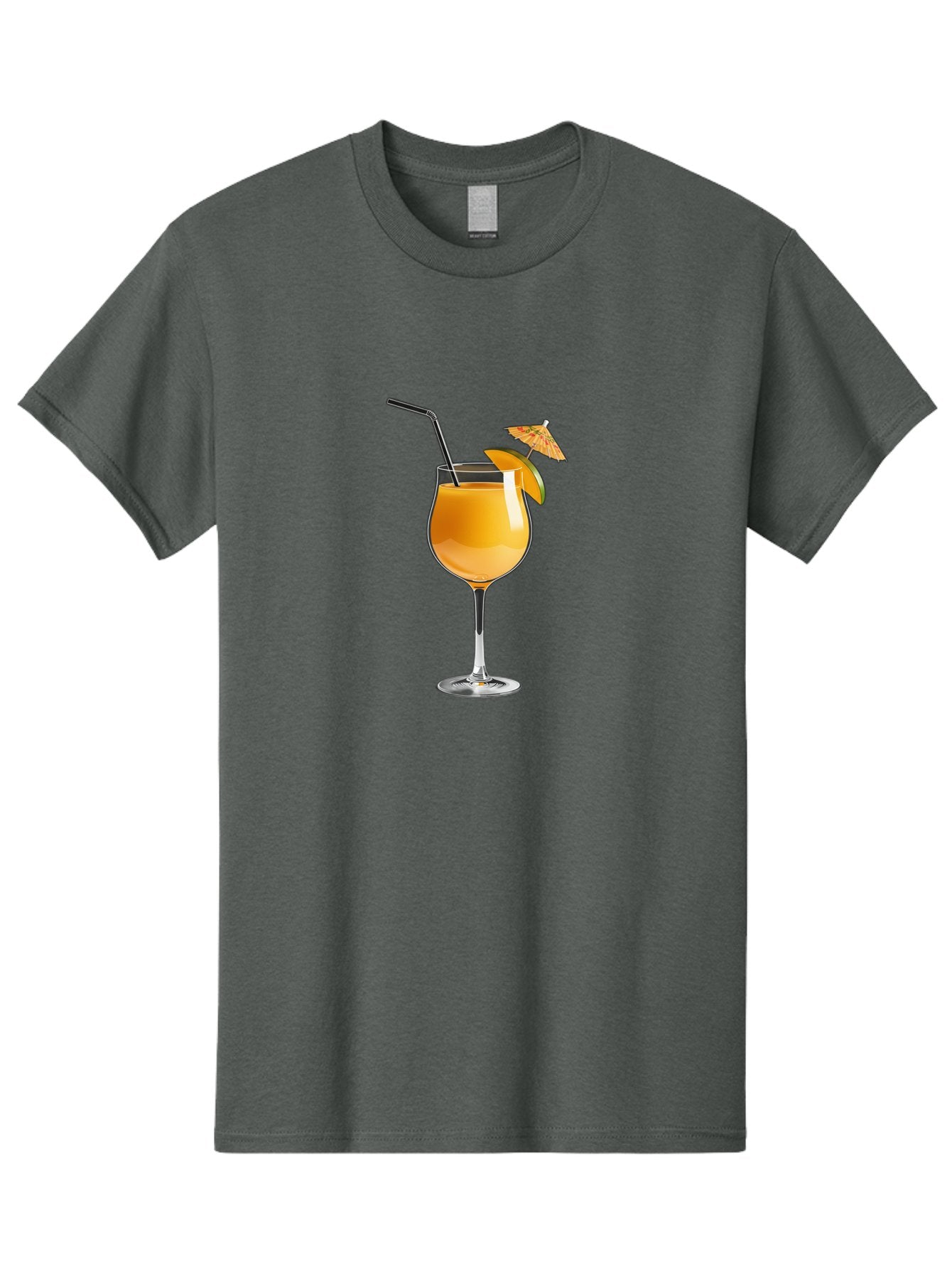 Cocktail-Glass Men'S Graphic Tee, 100% Cotton, Comfortable Casual Summer Wear, Machine Washable, Orange Cocktail, Refreshing Drink, Summer Beverage, Citrus Flavor, Tall Glass, Elegant Stemware, Metal Straw, Paper Umbrella, Orange Slice, Bab764 6