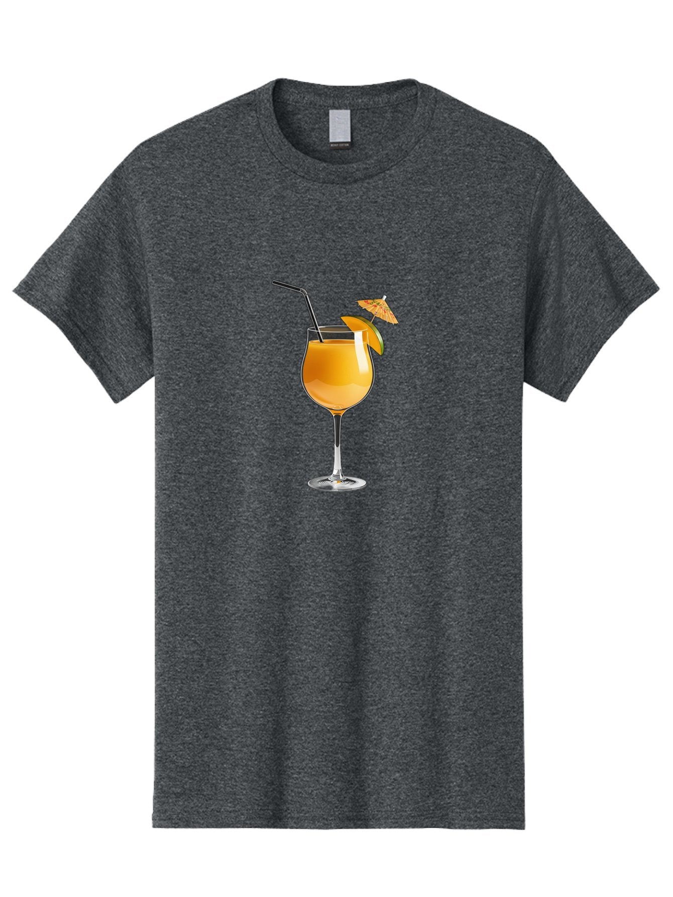 Cocktail-Glass Men'S Graphic Tee, 100% Cotton, Comfortable Casual Summer Wear, Machine Washable, Orange Cocktail, Refreshing Drink, Summer Beverage, Citrus Flavor, Tall Glass, Elegant Stemware, Metal Straw, Paper Umbrella, Orange Slice, Bab764 15