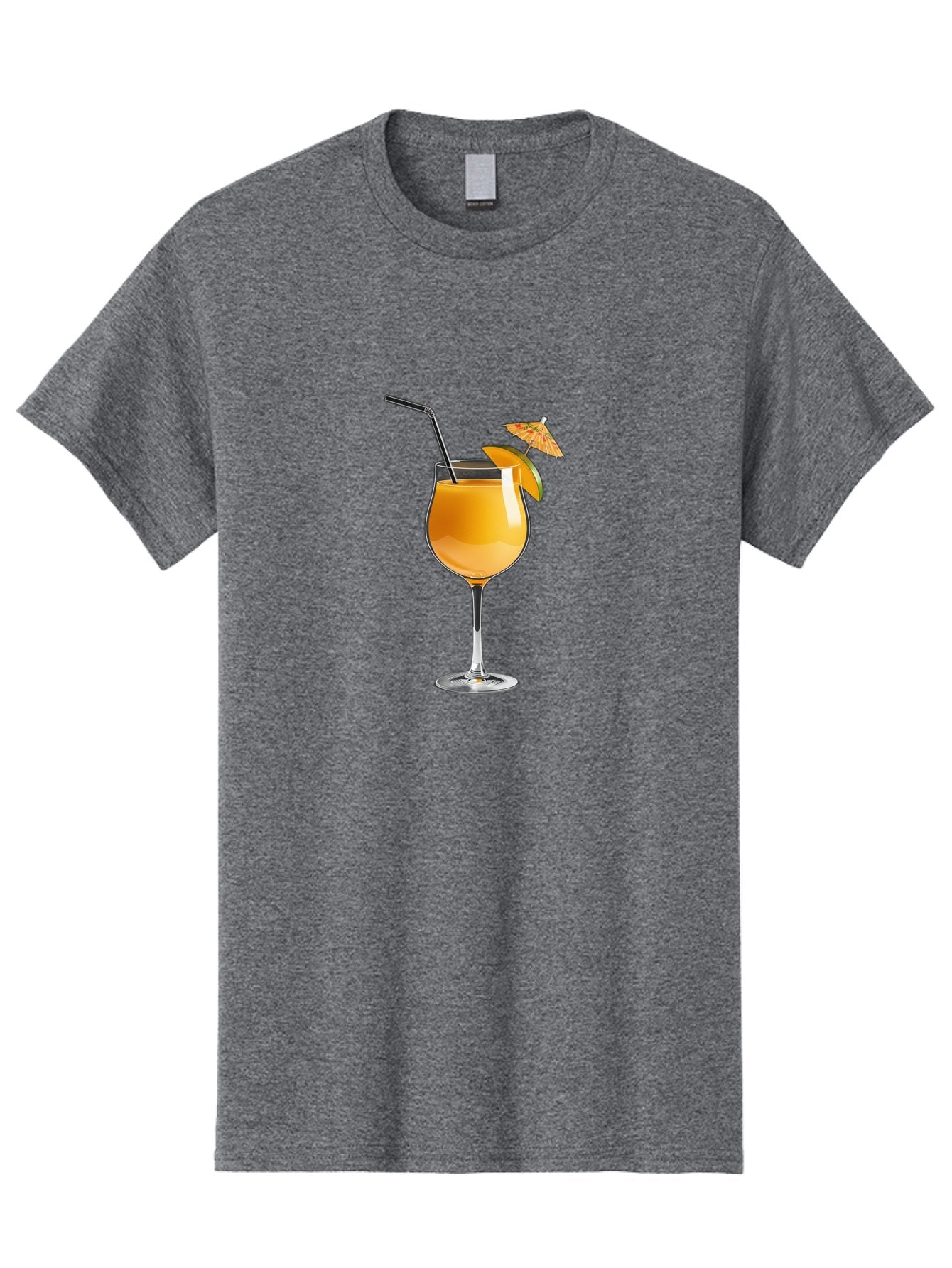 Cocktail-Glass Men'S Graphic Tee, 100% Cotton, Comfortable Casual Summer Wear, Machine Washable, Orange Cocktail, Refreshing Drink, Summer Beverage, Citrus Flavor, Tall Glass, Elegant Stemware, Metal Straw, Paper Umbrella, Orange Slice, Bab764 8