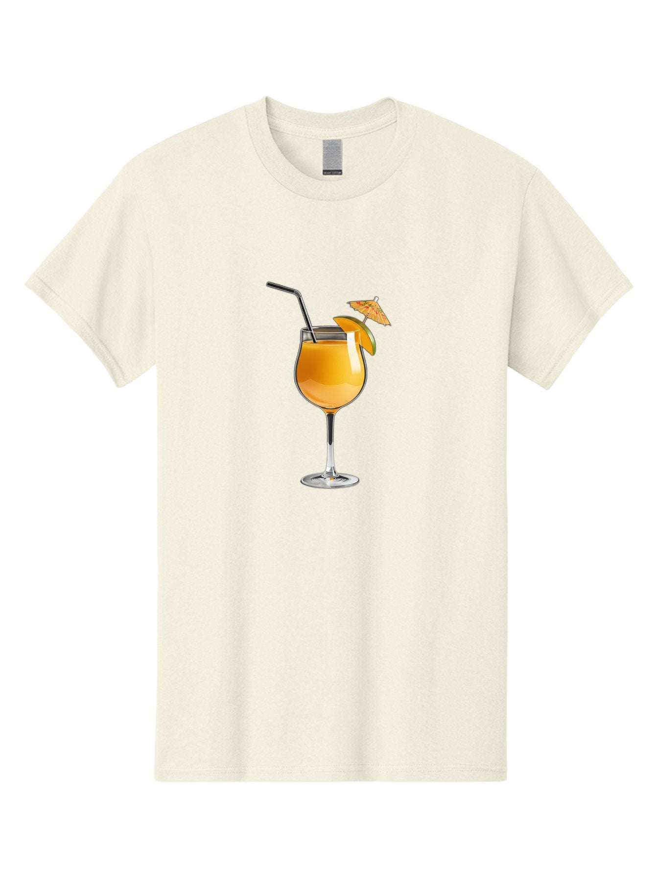 Cocktail-Glass Men'S Graphic Tee, 100% Cotton, Comfortable Casual Summer Wear, Machine Washable, Orange Cocktail, Refreshing Drink, Summer Beverage, Citrus Flavor, Tall Glass, Elegant Stemware, Metal Straw, Paper Umbrella, Orange Slice, Bab764 11