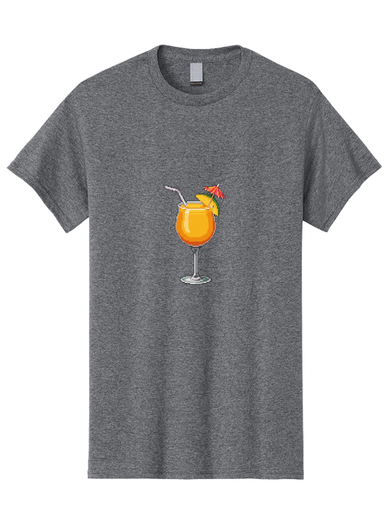 Cocktail Men'S Graphic Tee, 100% Cotton, Comfortable Casual Summer Wear, Machine Washable, Orange Cocktail, Margarita Glass, Garnished Drink, Cocktail Straw, Orange Slice, Red Umbrella, Digital Illustration, Pixel Art Bab766 14