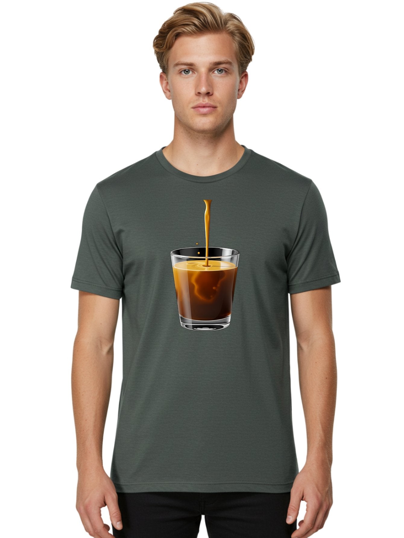 Coffee-1 Men'S Graphic Tee, 100% Cotton, Comfortable Casual Summer Wear, Machine Washable, Coffee Pouring Into A Glass, Espresso Shot, Coffee Culture, Morning Coffee, Coffee Drink, Rich Aroma, Coffee Lover, Daily Grind Bab767 25