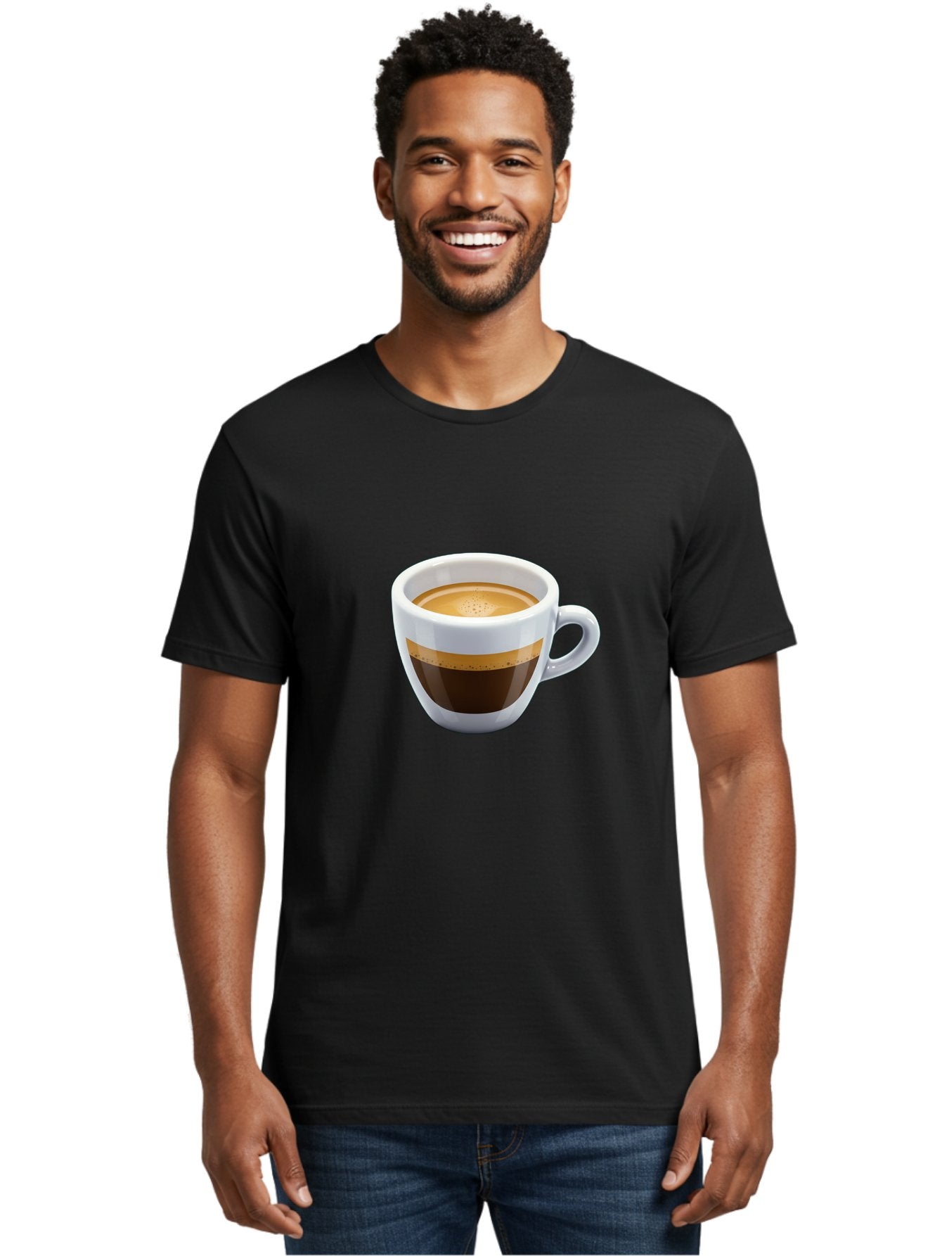 Coffee-3 Men'S Graphic Tee, 100% Cotton, Comfortable Casual Summer Wear, Machine Washable, Espresso In White Cup, Coffee Drink, Rich Flavor, Small Cup, Morning Coffee, Coffee Art, Crema On Top, Dark Brown Espresso Bab769 30