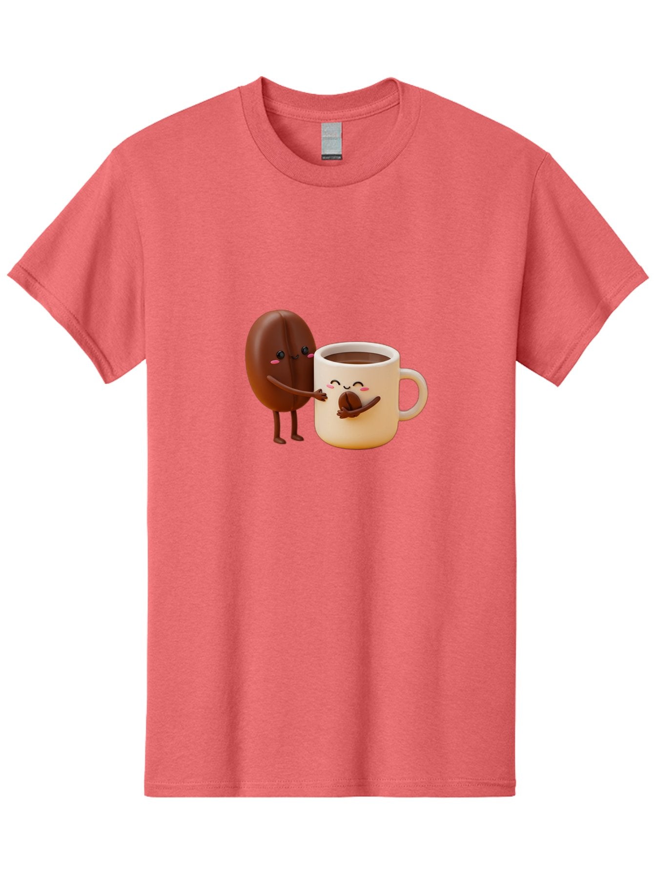 Coffee-Bean-And-Coffee-Mug Men'S Graphic Tee, 100% Cotton, Comfortable Casual Summer Wear, Machine Washable, Cartoon Coffee Bean, Anthropomorphic Coffee Mug, Cute Illustration, Digital Art, Coffee Culture, Humorous Design, Cartoon Characters, Bab770 9
