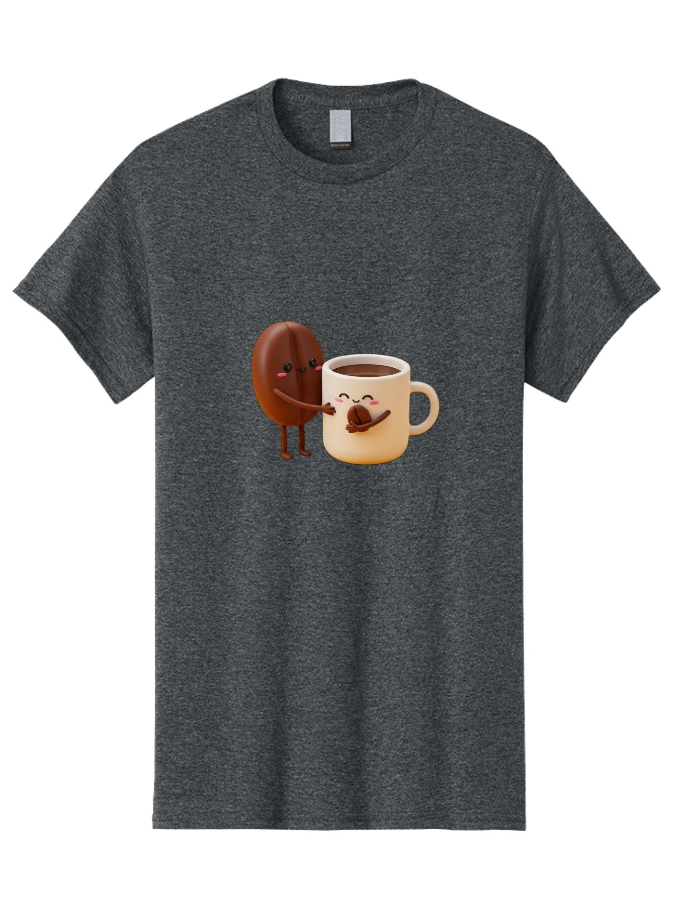 Coffee-Bean-And-Coffee-Mug Men'S Graphic Tee, 100% Cotton, Comfortable Casual Summer Wear, Machine Washable, Cartoon Coffee Bean, Anthropomorphic Coffee Mug, Cute Illustration, Digital Art, Coffee Culture, Humorous Design, Cartoon Characters, Bab770 7