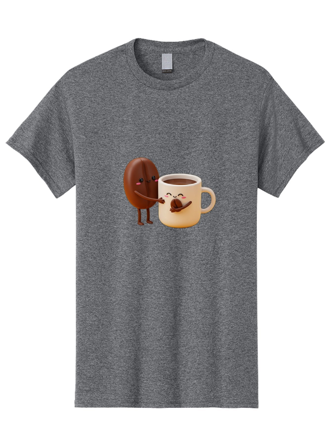 Coffee-Bean-And-Coffee-Mug Men'S Graphic Tee, 100% Cotton, Comfortable Casual Summer Wear, Machine Washable, Cartoon Coffee Bean, Anthropomorphic Coffee Mug, Cute Illustration, Digital Art, Coffee Culture, Humorous Design, Cartoon Characters, Bab770 6