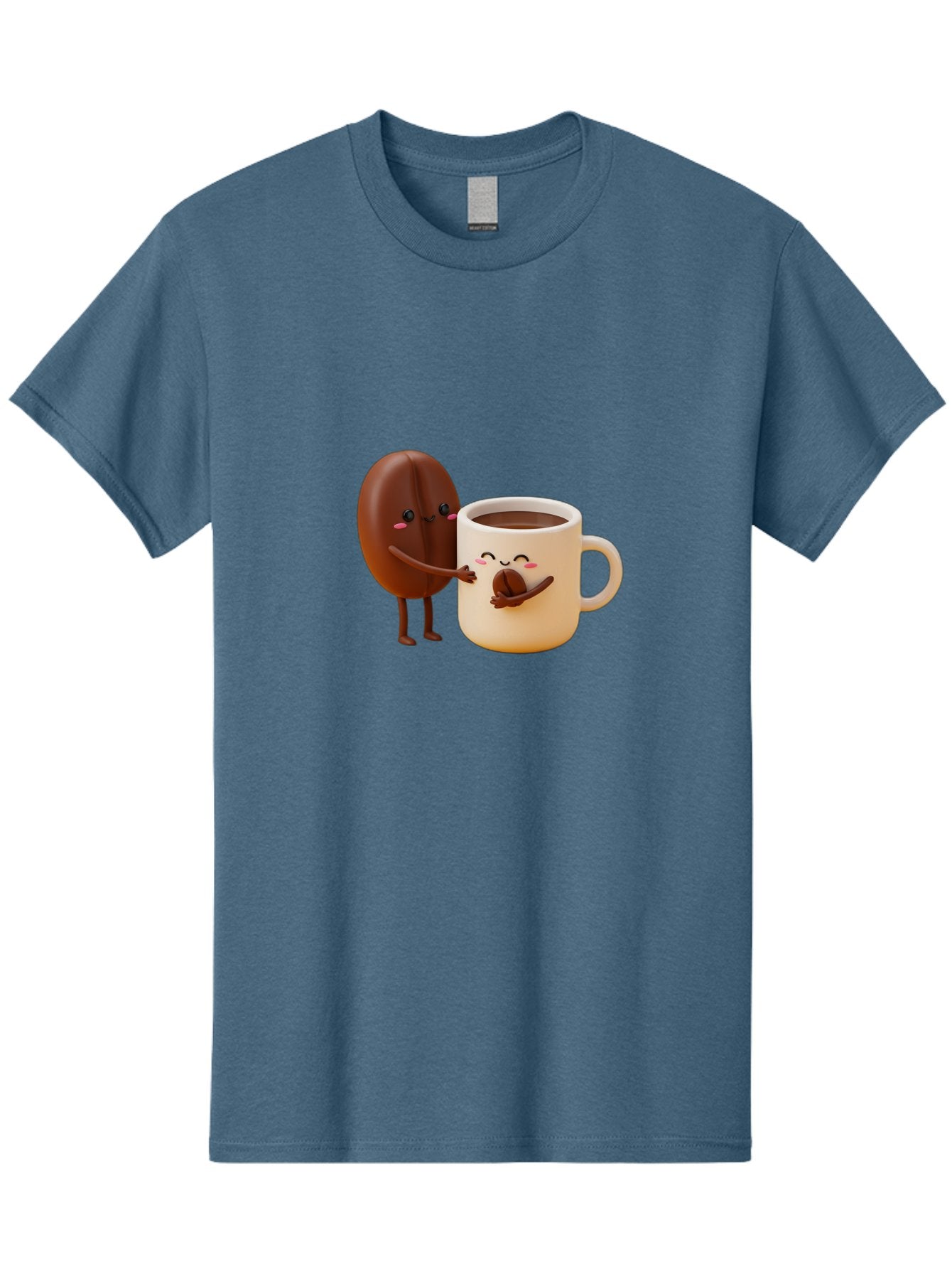 Coffee-Bean-And-Coffee-Mug Men'S Graphic Tee, 100% Cotton, Comfortable Casual Summer Wear, Machine Washable, Cartoon Coffee Bean, Anthropomorphic Coffee Mug, Cute Illustration, Digital Art, Coffee Culture, Humorous Design, Cartoon Characters, Bab770 13