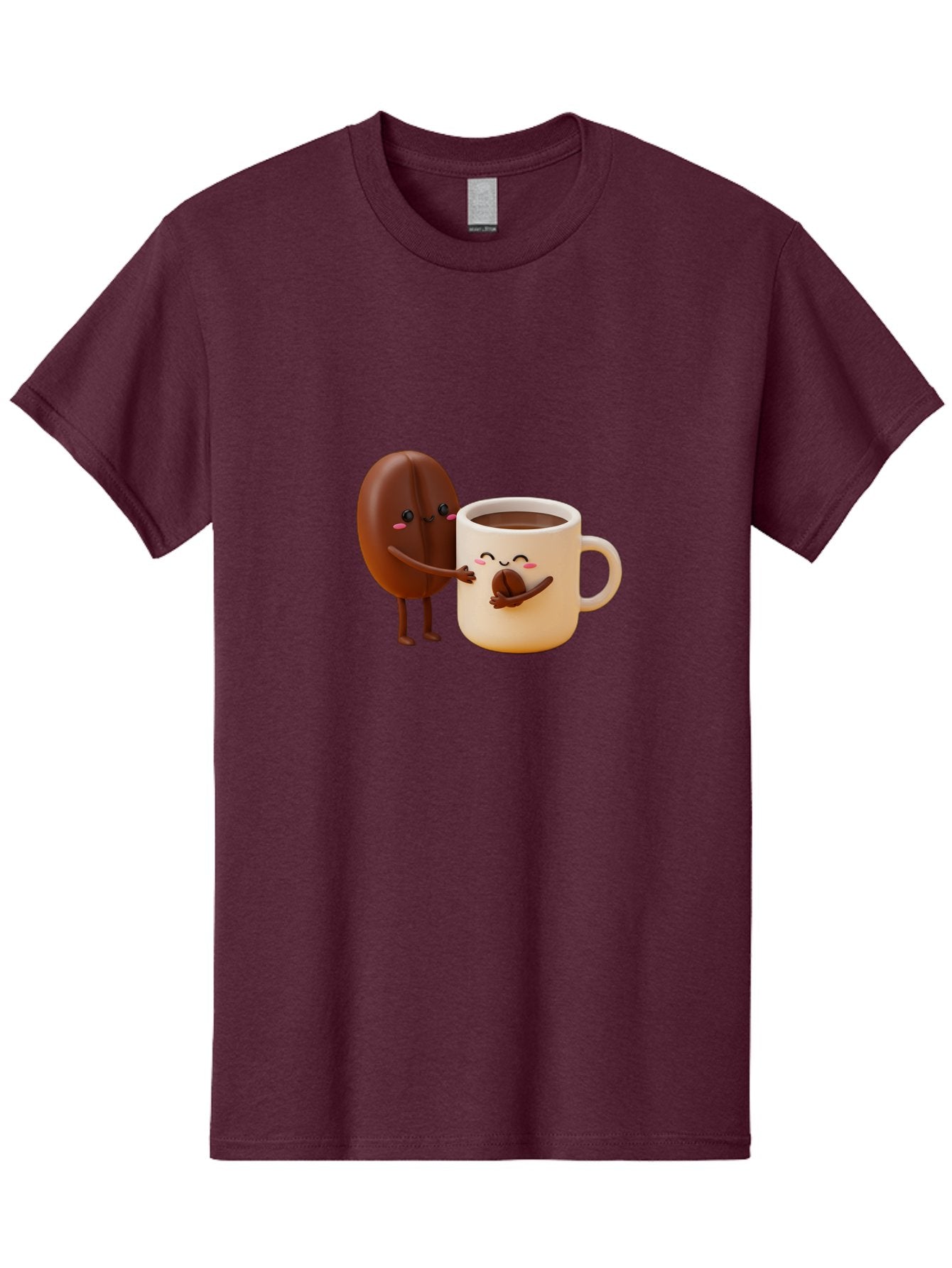 Coffee-Bean-And-Coffee-Mug Men'S Graphic Tee, 100% Cotton, Comfortable Casual Summer Wear, Machine Washable, Cartoon Coffee Bean, Anthropomorphic Coffee Mug, Cute Illustration, Digital Art, Coffee Culture, Humorous Design, Cartoon Characters, Bab770 8