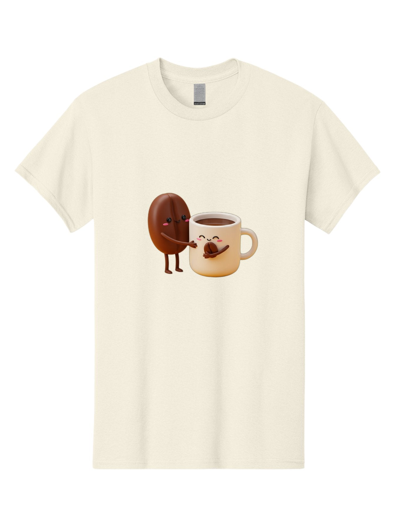 Coffee-Bean-And-Coffee-Mug Men'S Graphic Tee, 100% Cotton, Comfortable Casual Summer Wear, Machine Washable, Cartoon Coffee Bean, Anthropomorphic Coffee Mug, Cute Illustration, Digital Art, Coffee Culture, Humorous Design, Cartoon Characters, Bab770 12