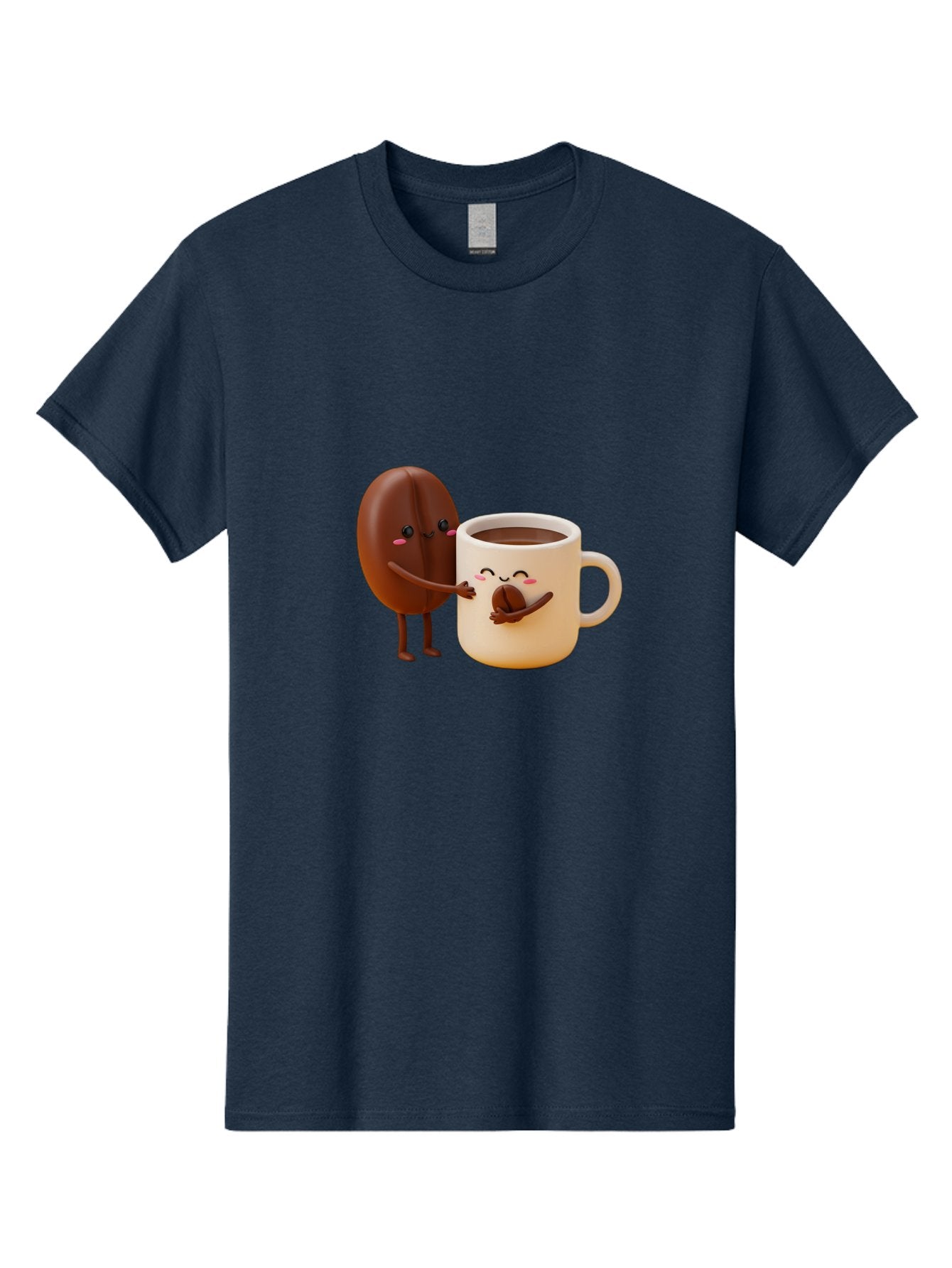 Coffee-Bean-And-Coffee-Mug Men'S Graphic Tee, 100% Cotton, Comfortable Casual Summer Wear, Machine Washable, Cartoon Coffee Bean, Anthropomorphic Coffee Mug, Cute Illustration, Digital Art, Coffee Culture, Humorous Design, Cartoon Characters, Bab770 14
