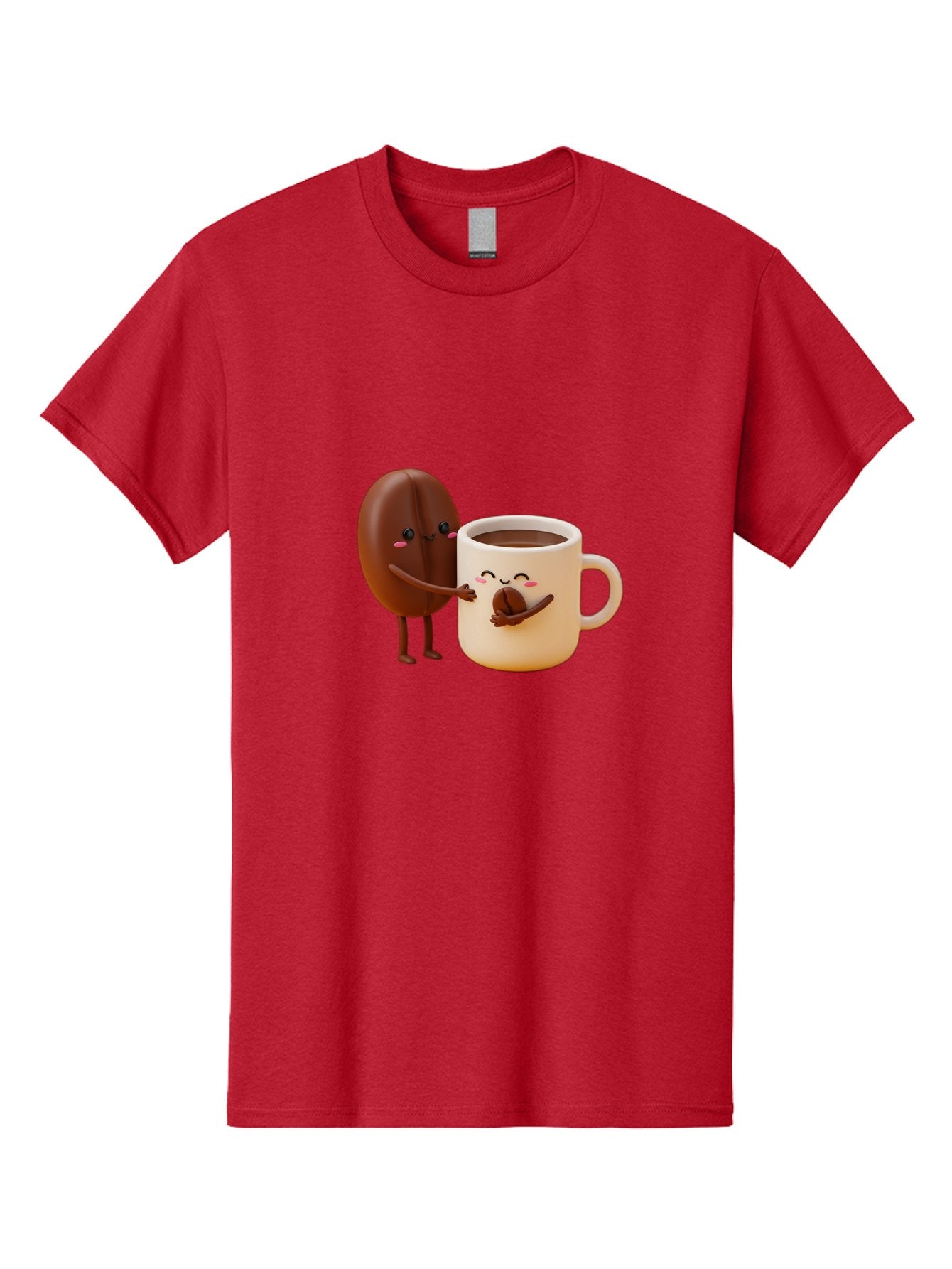 Coffee-Bean-And-Coffee-Mug Men'S Graphic Tee, 100% Cotton, Comfortable Casual Summer Wear, Machine Washable, Cartoon Coffee Bean, Anthropomorphic Coffee Mug, Cute Illustration, Digital Art, Coffee Culture, Humorous Design, Cartoon Characters, Bab770 15