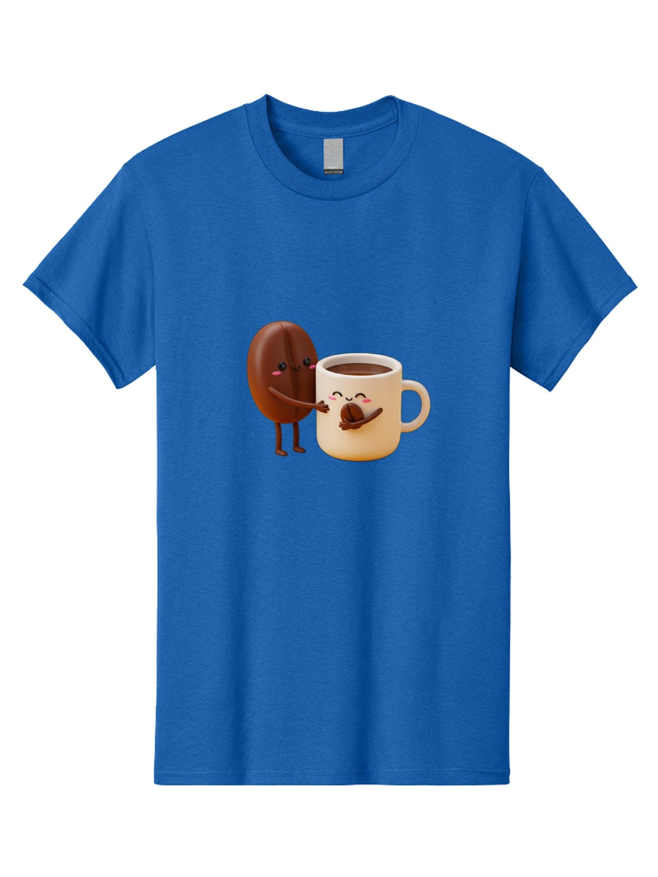 Coffee-Bean-And-Coffee-Mug Men'S Graphic Tee, 100% Cotton, Comfortable Casual Summer Wear, Machine Washable, Cartoon Coffee Bean, Anthropomorphic Coffee Mug, Cute Illustration, Digital Art, Coffee Culture, Humorous Design, Cartoon Characters, Bab770 11