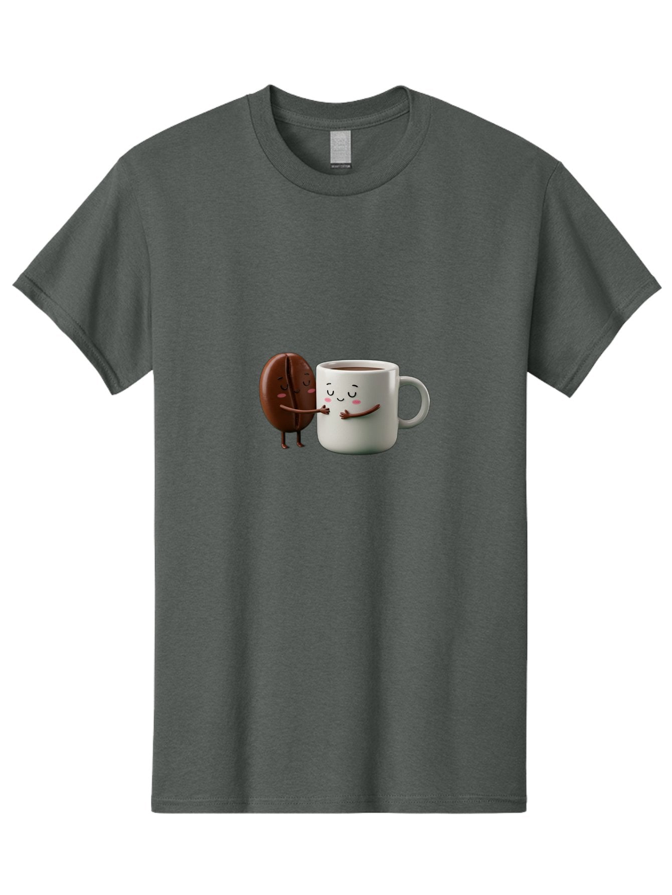 Coffee-Bean-And-Mug Men'S Graphic Tee, 100% Cotton, Comfortable Casual Summer Wear, Machine Washable, Cartoon Coffee Bean, Coffee Mug, Winking Faces, Playful Interaction, Coffee Culture, Happy Coffee, Morning Coffee, Coffee Lovers, Bab772 8