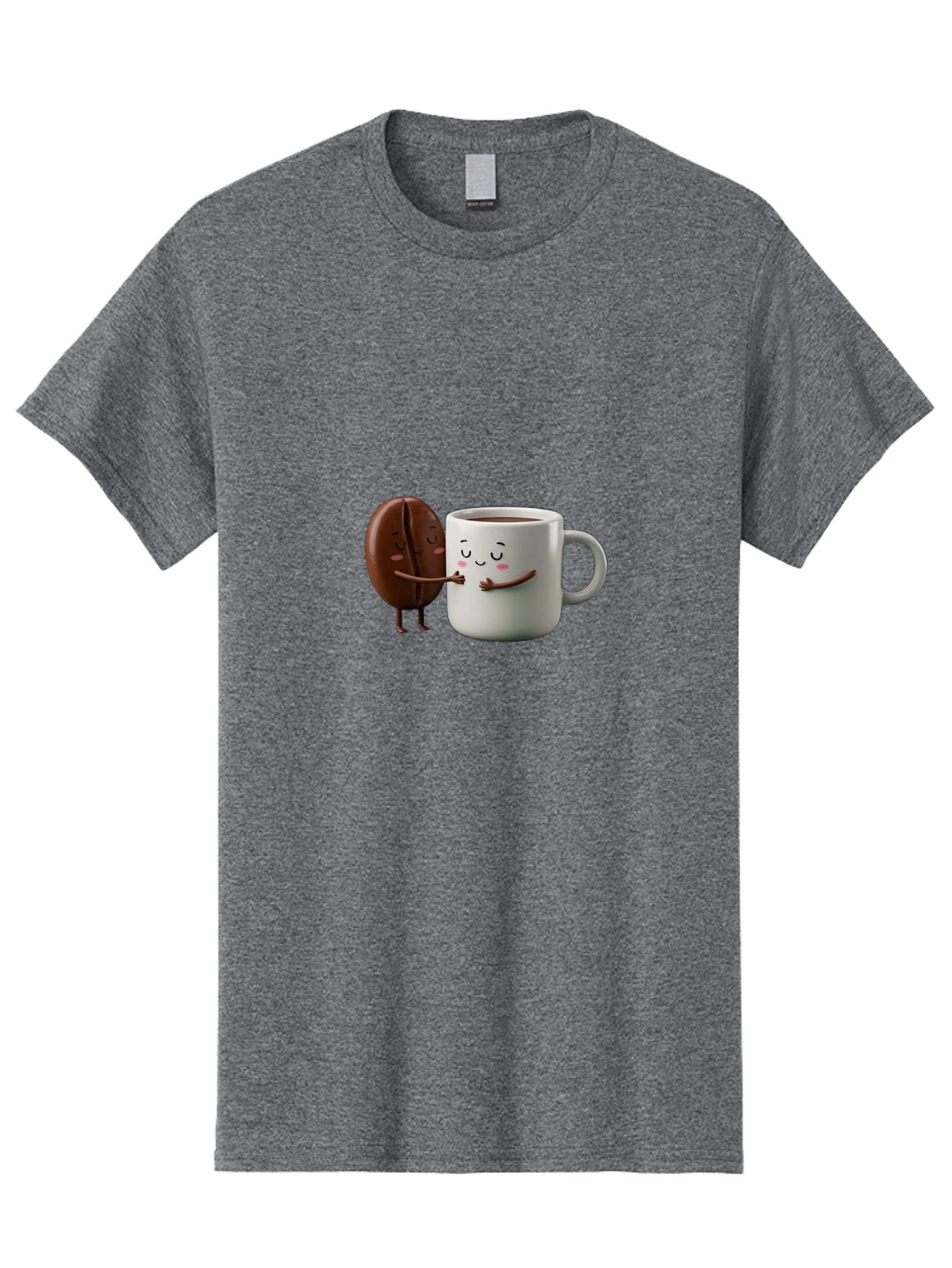 Coffee-Bean-And-Mug Men'S Graphic Tee, 100% Cotton, Comfortable Casual Summer Wear, Machine Washable, Cartoon Coffee Bean, Coffee Mug, Winking Faces, Playful Interaction, Coffee Culture, Happy Coffee, Morning Coffee, Coffee Lovers, Bab772 15