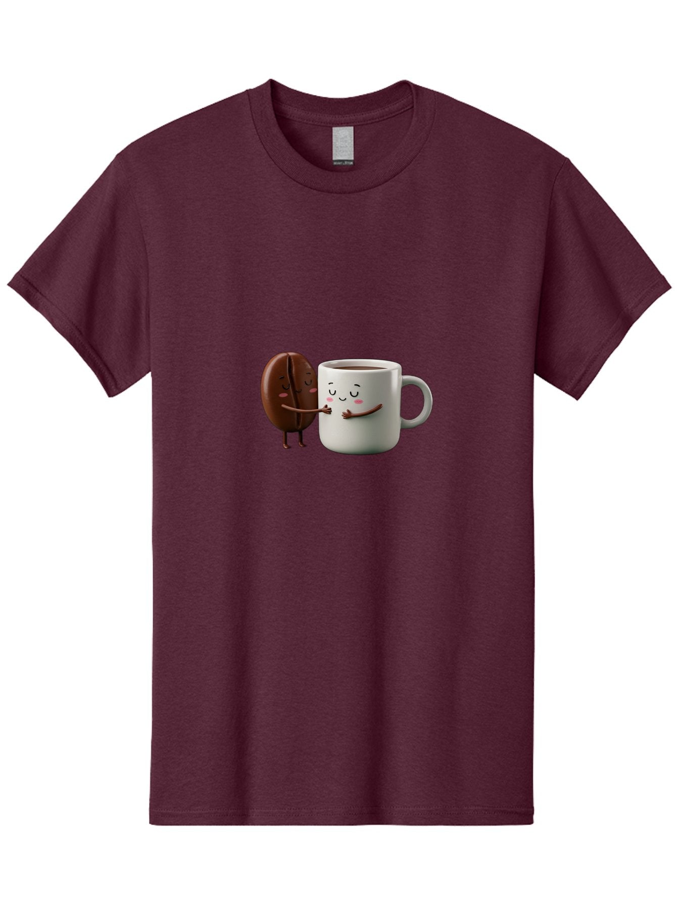 Coffee-Bean-And-Mug Men'S Graphic Tee, 100% Cotton, Comfortable Casual Summer Wear, Machine Washable, Cartoon Coffee Bean, Coffee Mug, Winking Faces, Playful Interaction, Coffee Culture, Happy Coffee, Morning Coffee, Coffee Lovers, Bab772 5