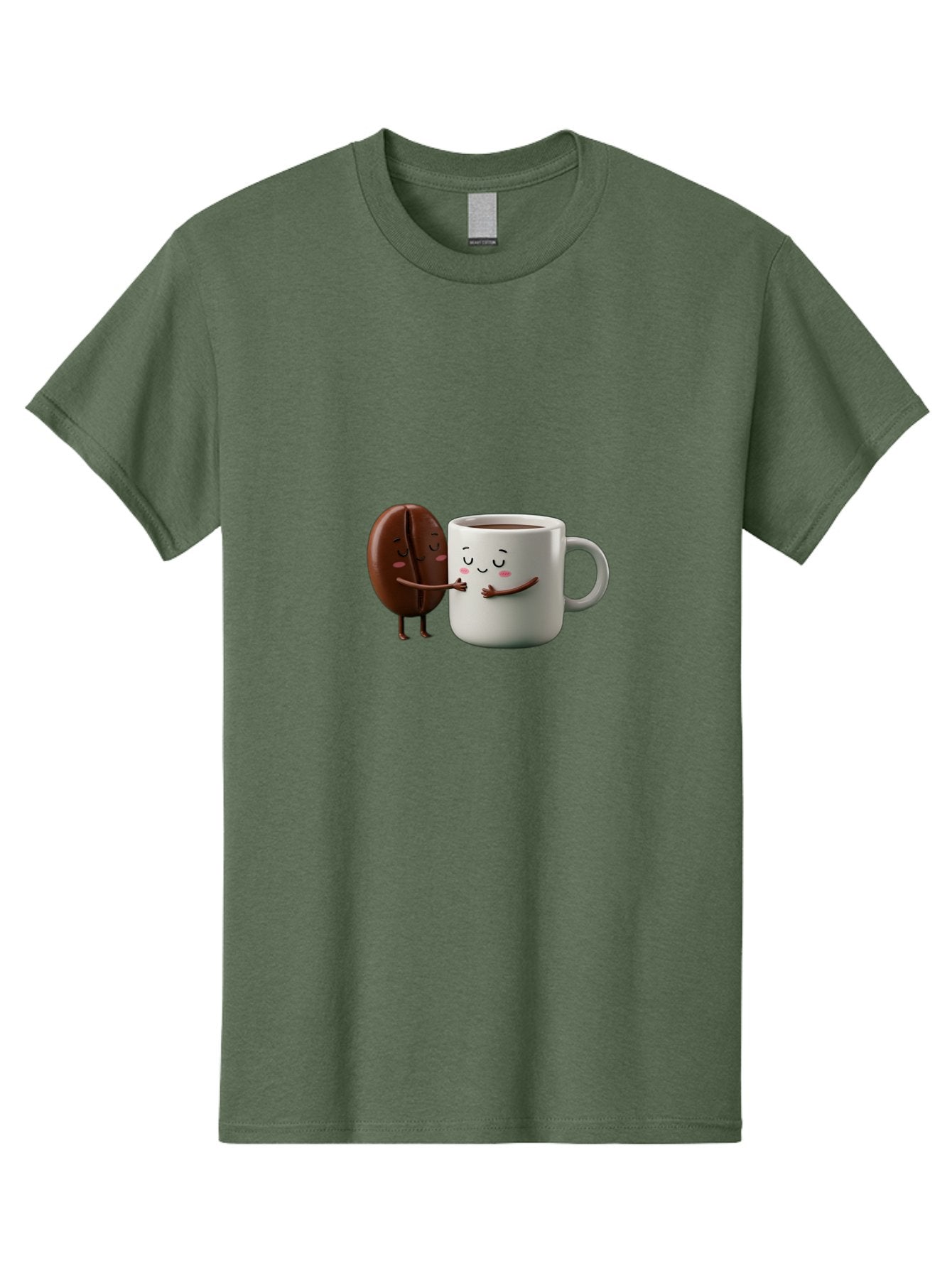 Coffee-Bean-And-Mug Men'S Graphic Tee, 100% Cotton, Comfortable Casual Summer Wear, Machine Washable, Cartoon Coffee Bean, Coffee Mug, Winking Faces, Playful Interaction, Coffee Culture, Happy Coffee, Morning Coffee, Coffee Lovers, Bab772 3