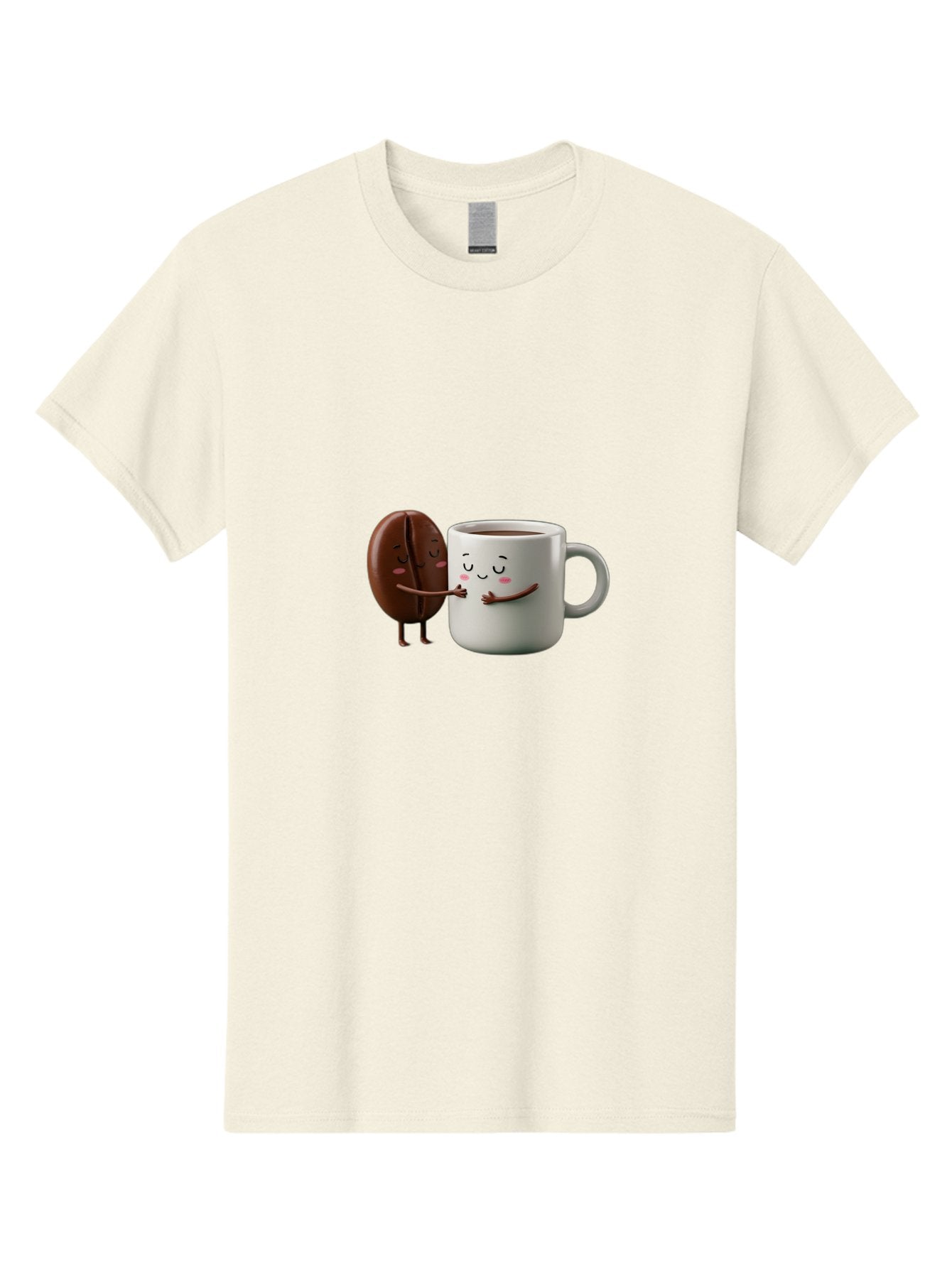 Coffee-Bean-And-Mug Men'S Graphic Tee, 100% Cotton, Comfortable Casual Summer Wear, Machine Washable, Cartoon Coffee Bean, Coffee Mug, Winking Faces, Playful Interaction, Coffee Culture, Happy Coffee, Morning Coffee, Coffee Lovers, Bab772 4