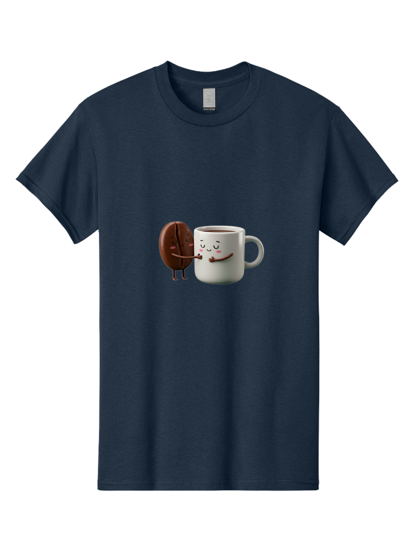 Coffee-Bean-And-Mug Men'S Graphic Tee, 100% Cotton, Comfortable Casual Summer Wear, Machine Washable, Cartoon Coffee Bean, Coffee Mug, Winking Faces, Playful Interaction, Coffee Culture, Happy Coffee, Morning Coffee, Coffee Lovers, Bab772 13