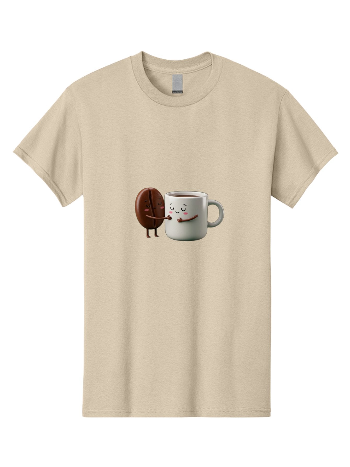 Coffee-Bean-And-Mug Men'S Graphic Tee, 100% Cotton, Comfortable Casual Summer Wear, Machine Washable, Cartoon Coffee Bean, Coffee Mug, Winking Faces, Playful Interaction, Coffee Culture, Happy Coffee, Morning Coffee, Coffee Lovers, Bab772 9