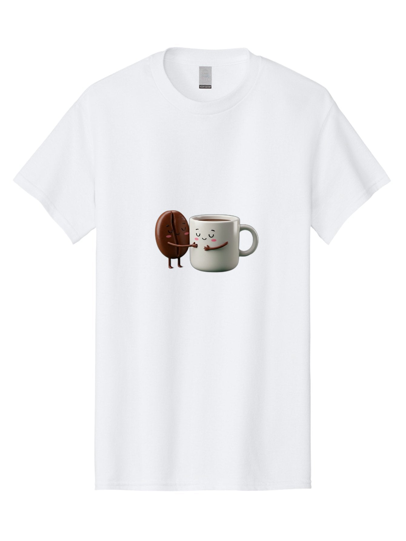 Coffee-Bean-And-Mug Men'S Graphic Tee, 100% Cotton, Comfortable Casual Summer Wear, Machine Washable, Cartoon Coffee Bean, Coffee Mug, Winking Faces, Playful Interaction, Coffee Culture, Happy Coffee, Morning Coffee, Coffee Lovers, Bab772 13