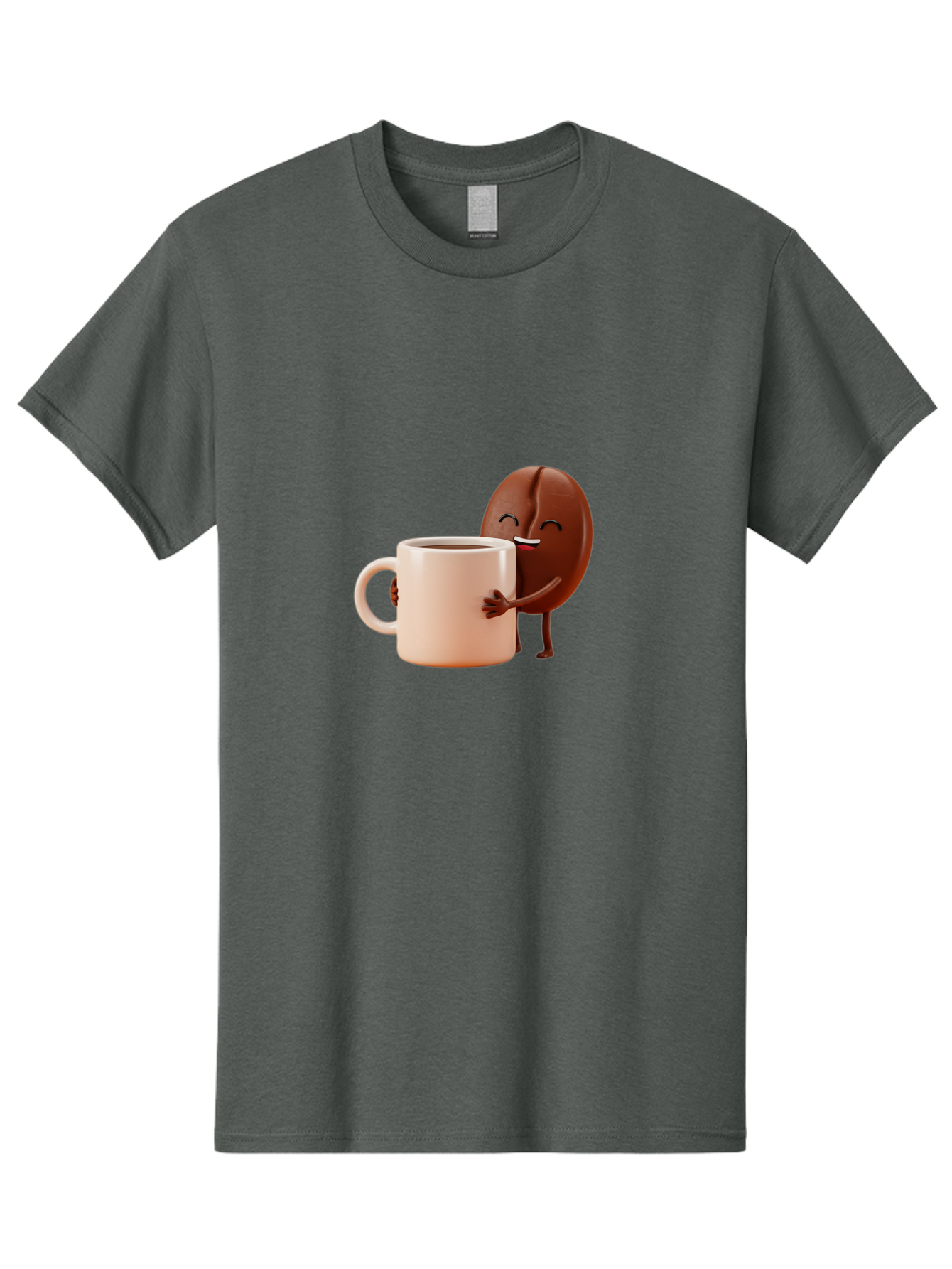 Coffee-Bean-Character-1 Men'S Graphic Tee, 100% Cotton, Comfortable Casual Summer Wear, Machine Washable, Cartoon Coffee Bean, Happy Character, Coffee Mug, Coffee Lover, Morning Pick-Me-Up, Caffeine Fix, Coffee Culture, Funny Illustration, Bab773