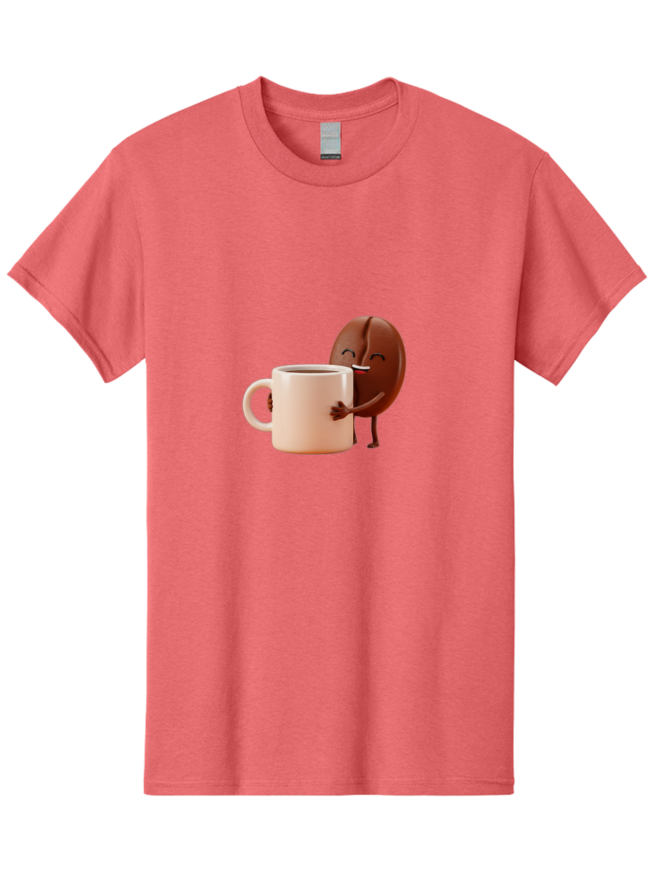 Coffee-Bean-Character-1 Men'S Graphic Tee, 100% Cotton, Comfortable Casual Summer Wear, Machine Washable, Cartoon Coffee Bean, Happy Character, Coffee Mug, Coffee Lover, Morning Pick-Me-Up, Caffeine Fix, Coffee Culture, Funny Illustration, Bab773