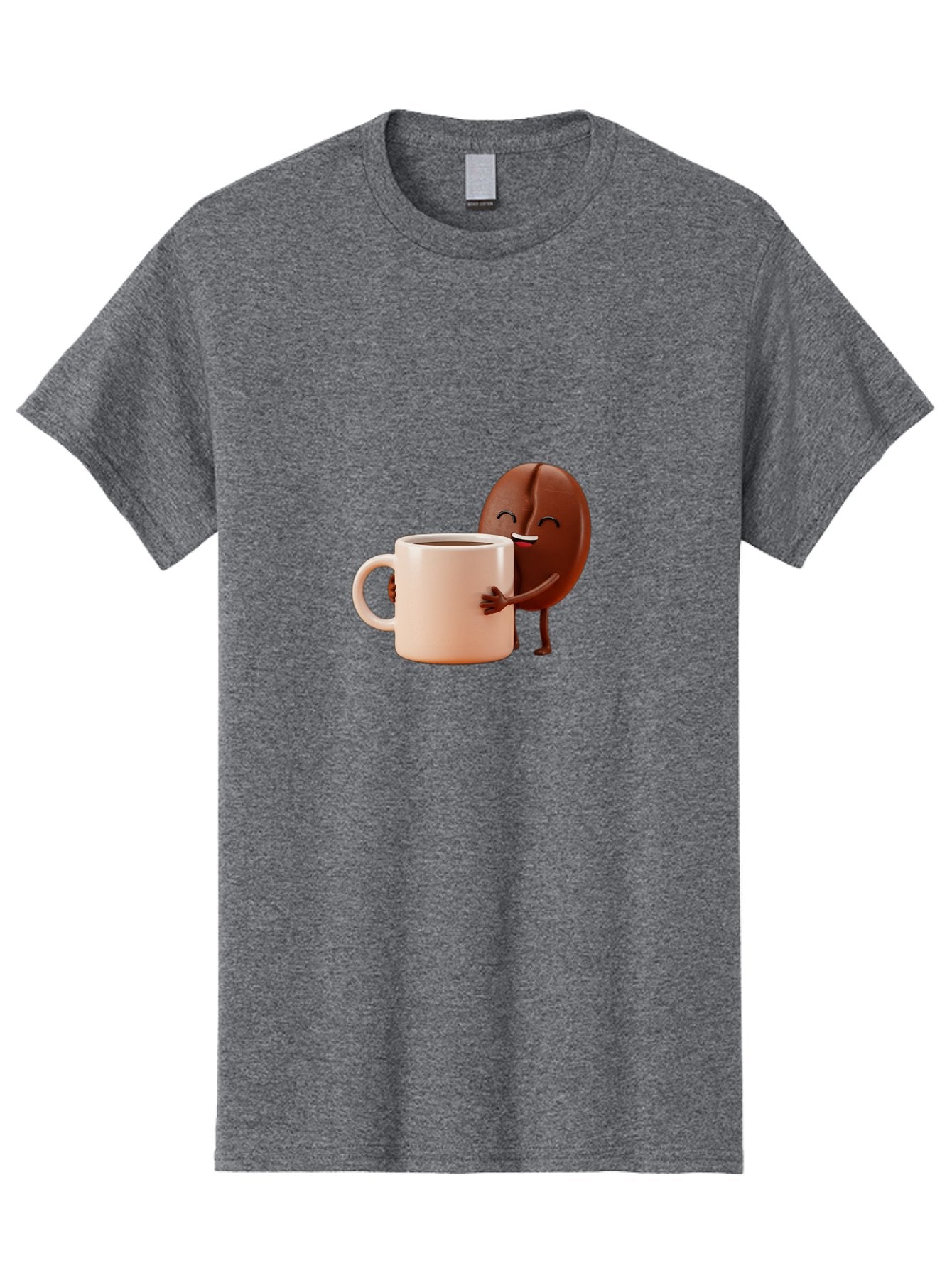 Coffee-Bean-Character-1 Men'S Graphic Tee, 100% Cotton, Comfortable Casual Summer Wear, Machine Washable, Cartoon Coffee Bean, Happy Character, Coffee Mug, Coffee Lover, Morning Pick-Me-Up, Caffeine Fix, Coffee Culture, Funny Illustration, Bab773 4